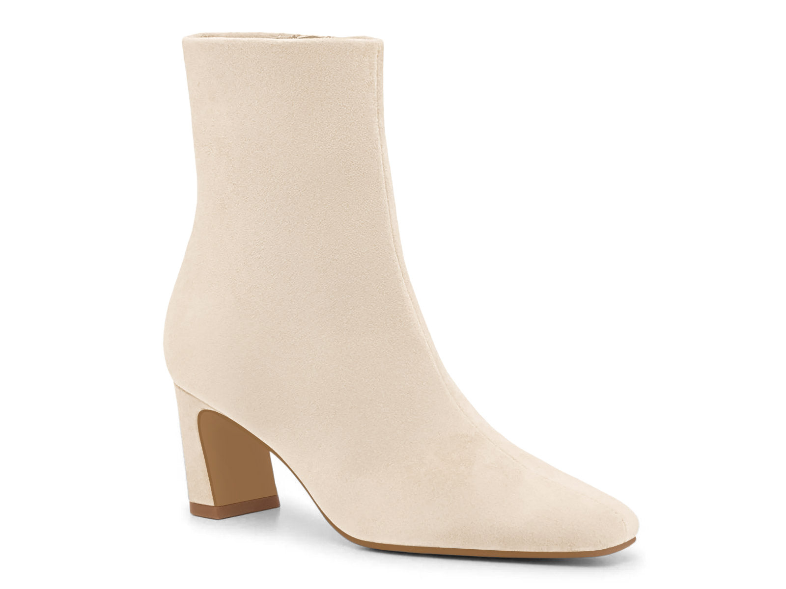 Coutgo Suede Creamy White Square Toe Ankle Boots