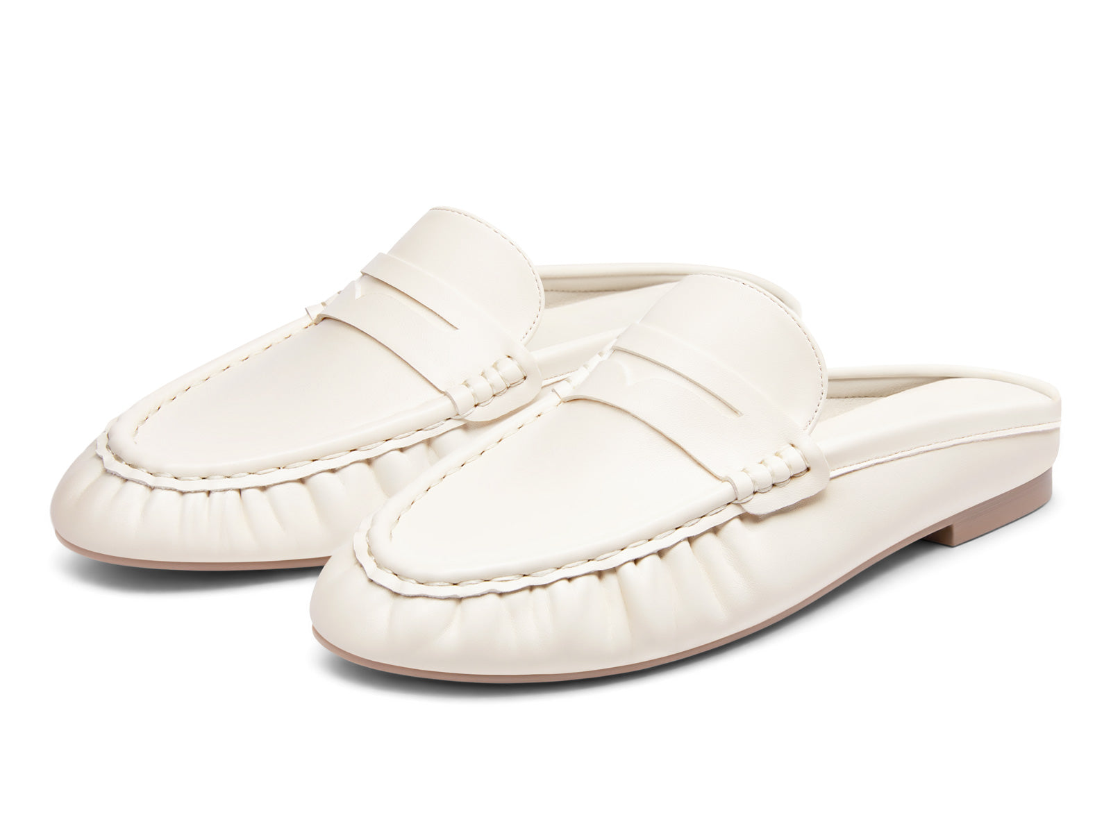 Coutgo Women's Mule Cream White Pu Loafers