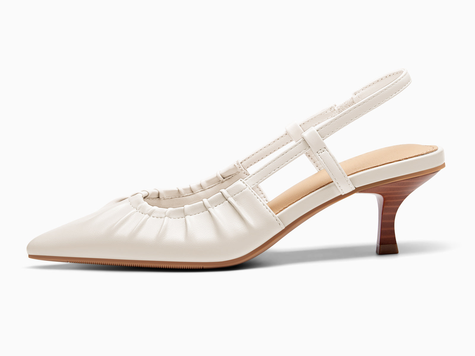 Coutgo Womens Beige Slingback Kitten Low Heels
