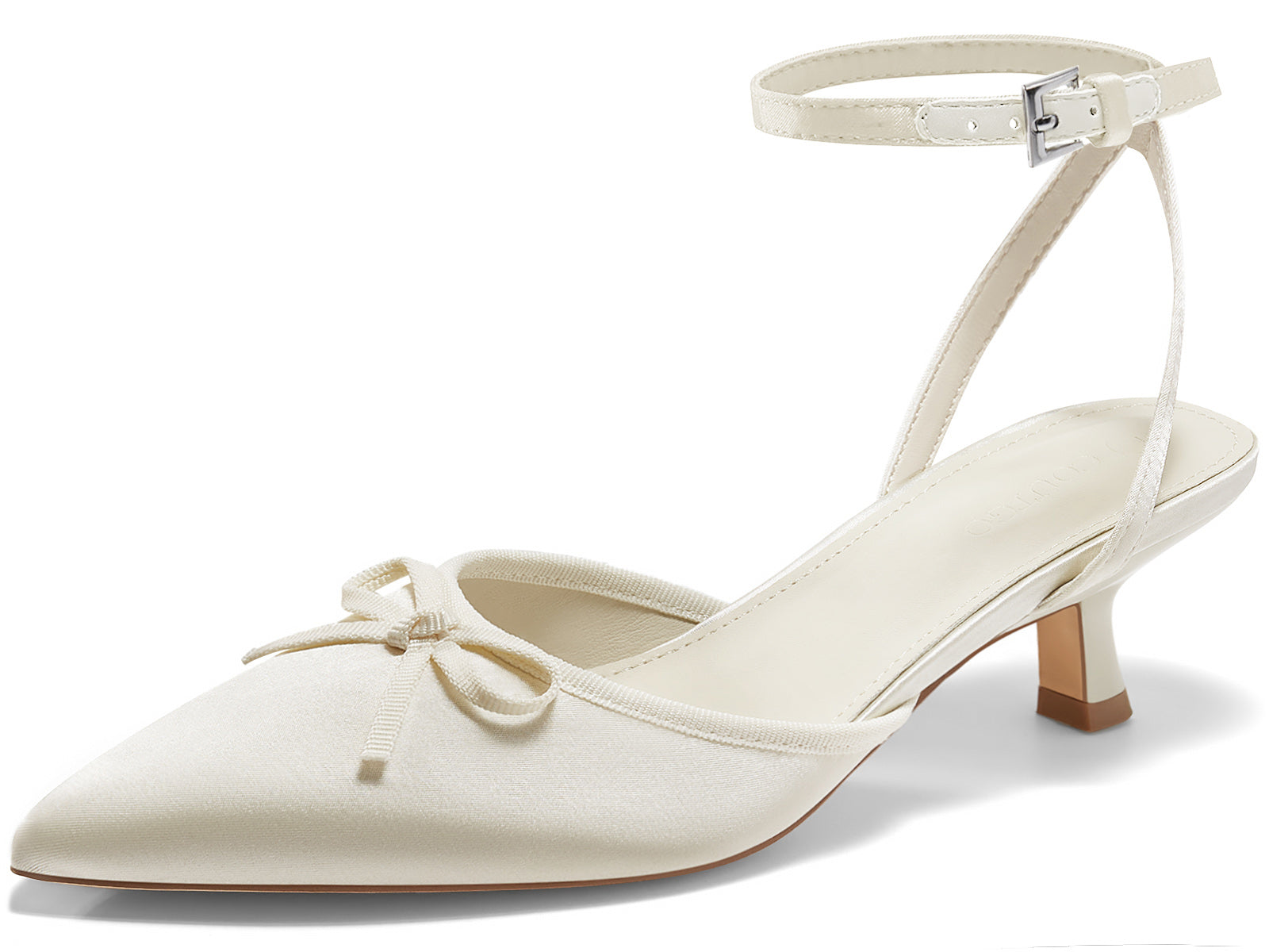 Coutgo Womens Creamy-white Kitten Low Heels