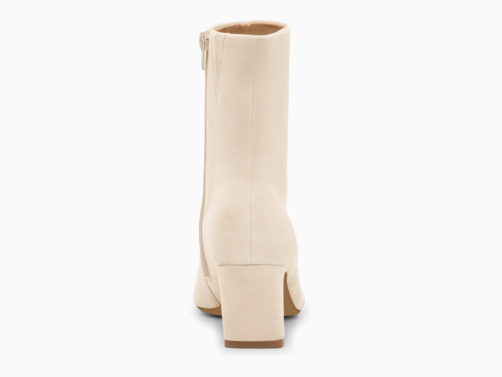 Coutgo Suede Creamy White Square Toe Ankle Boots