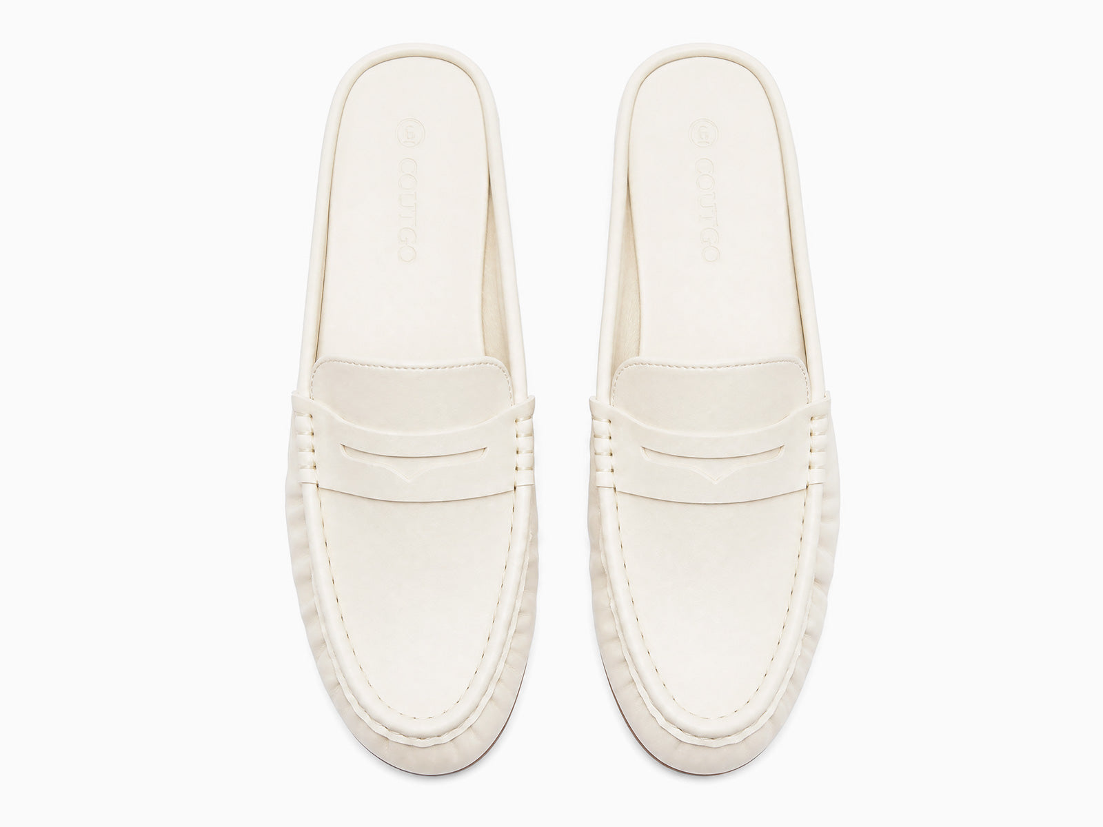 Coutgo Women's Mule Cream White Pu Loafers
