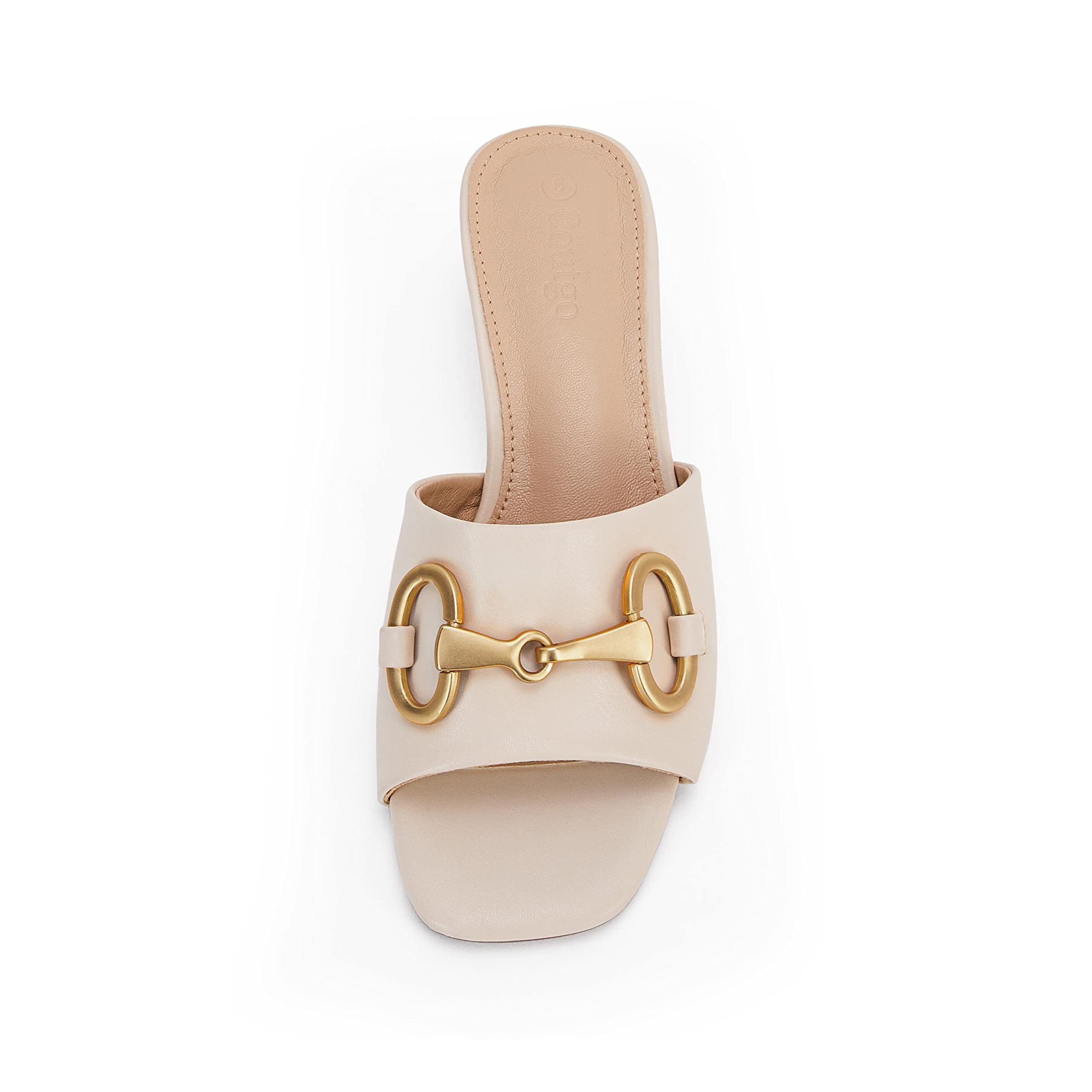 Coutgo Women's Beige Slide Sandals