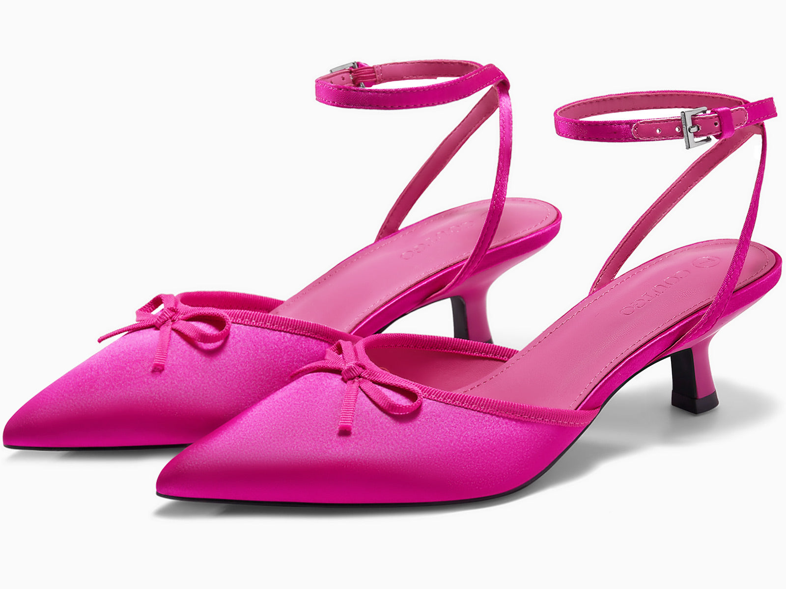 Coutgo Womens Hot Pink Kitten Low Heels