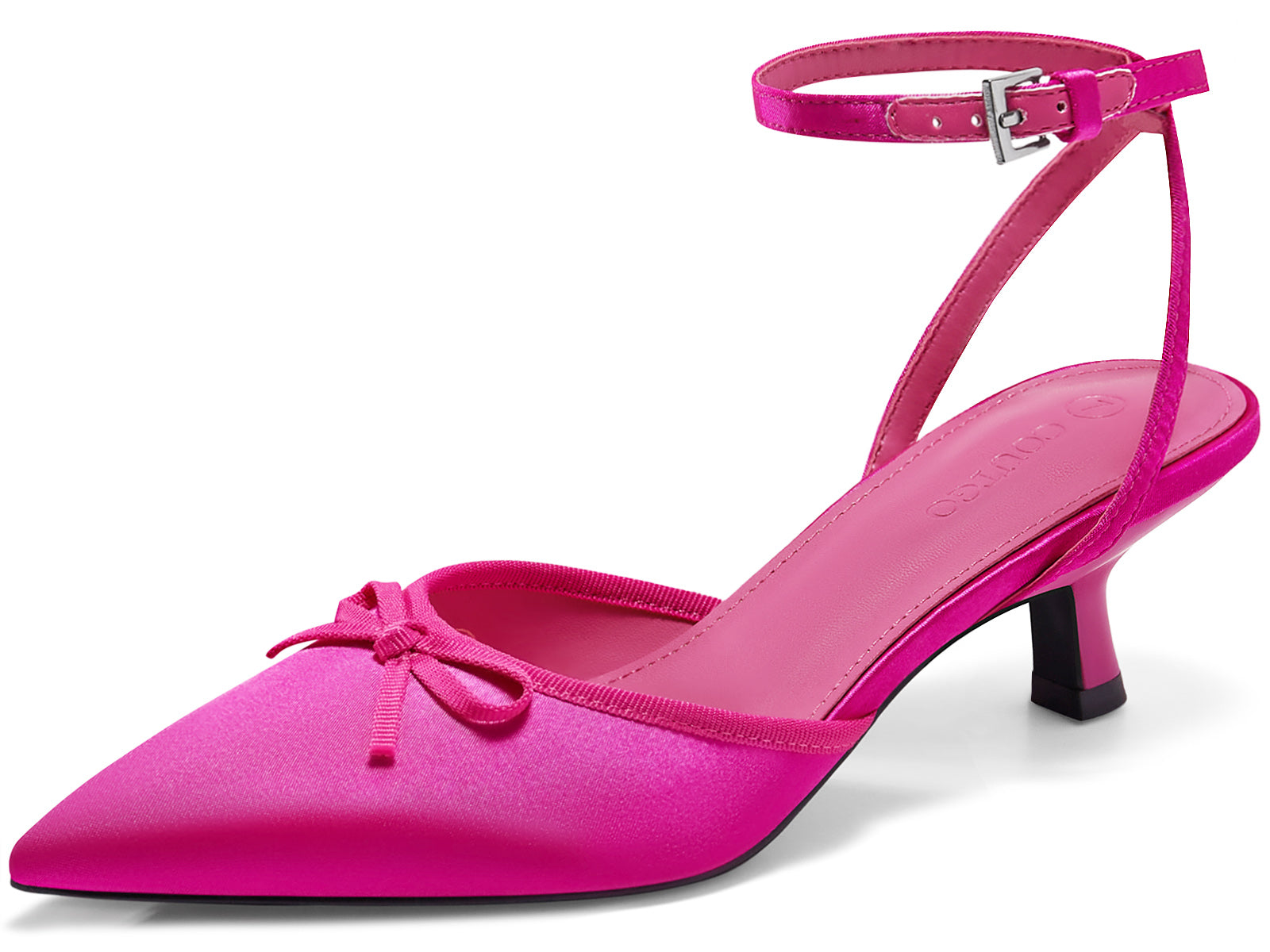 Coutgo Womens Hot Pink Kitten Low Heels