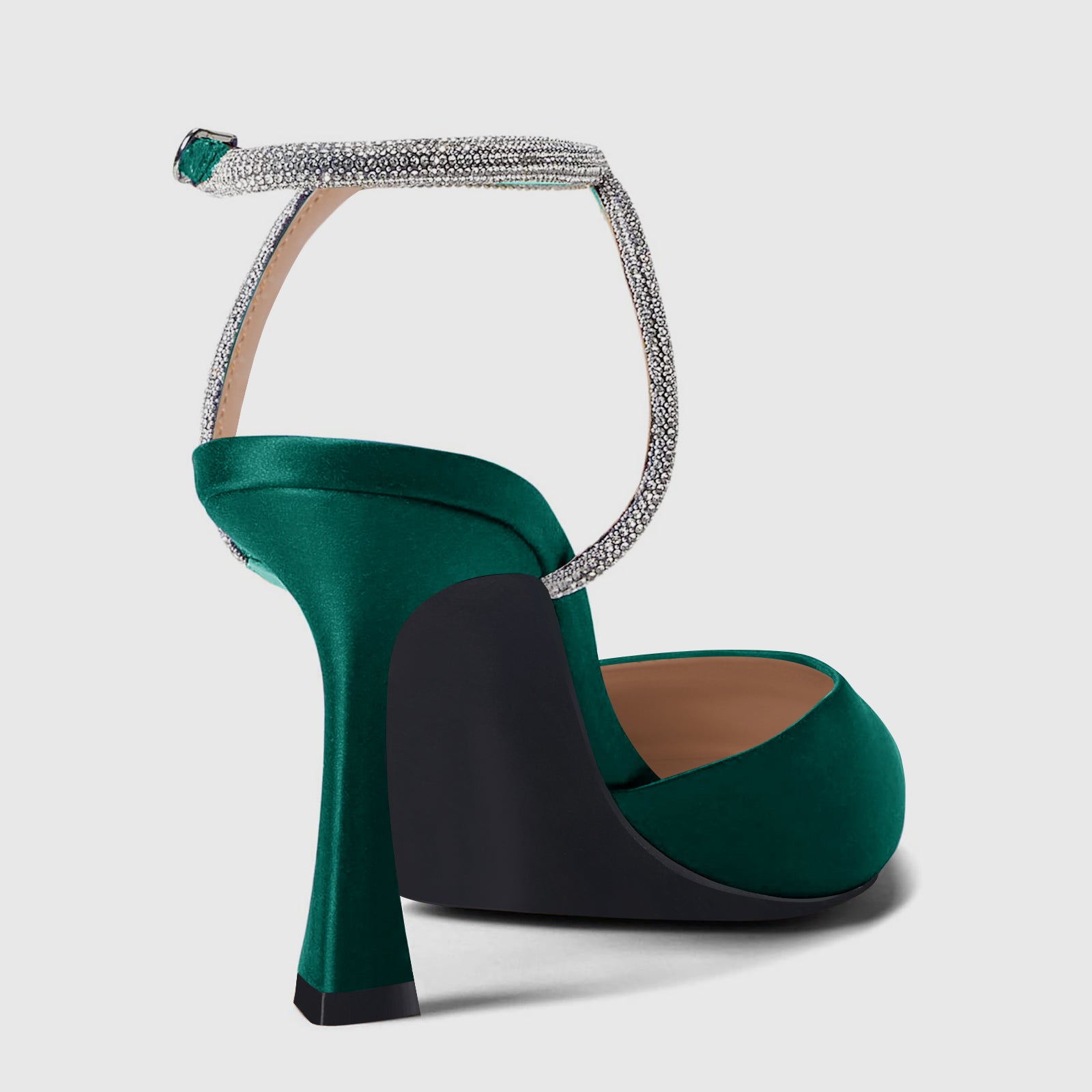 Coutgo Women Dark Green Rhinestone Pumps
