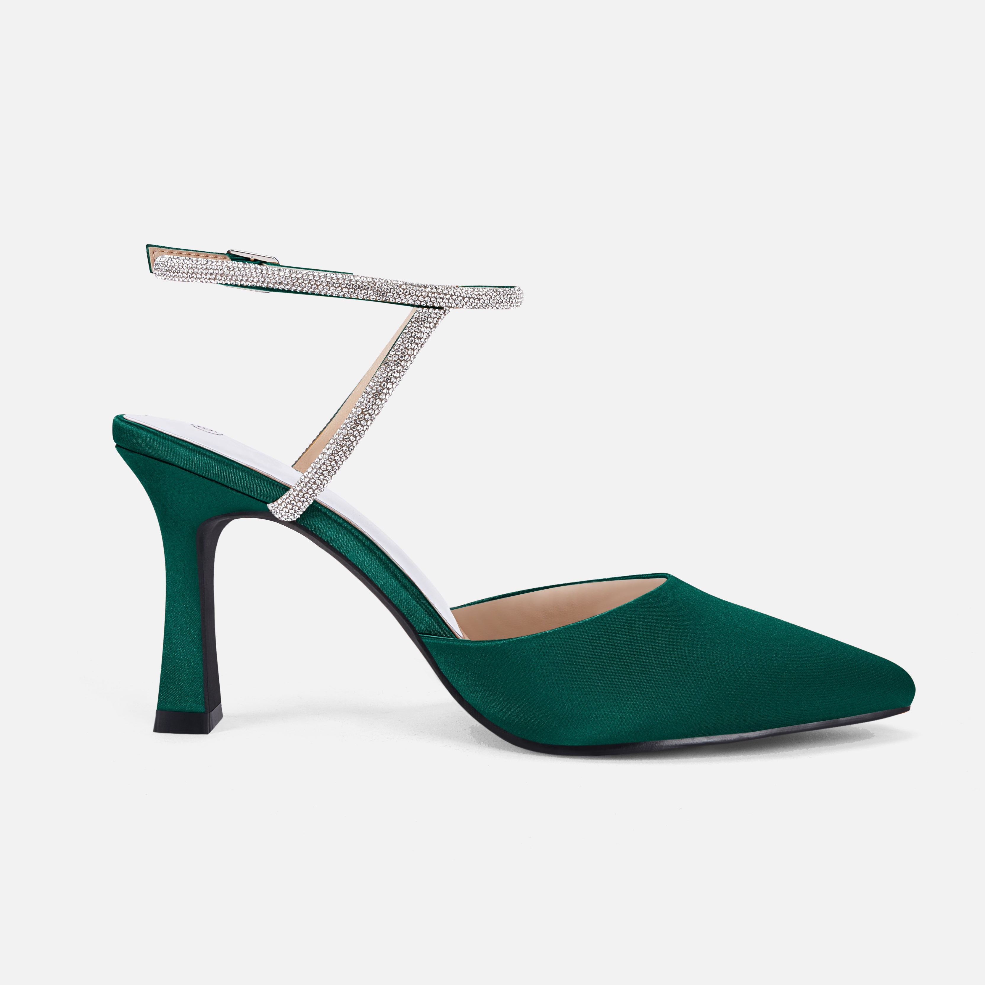 Coutgo Women Dark Green Rhinestone Pumps