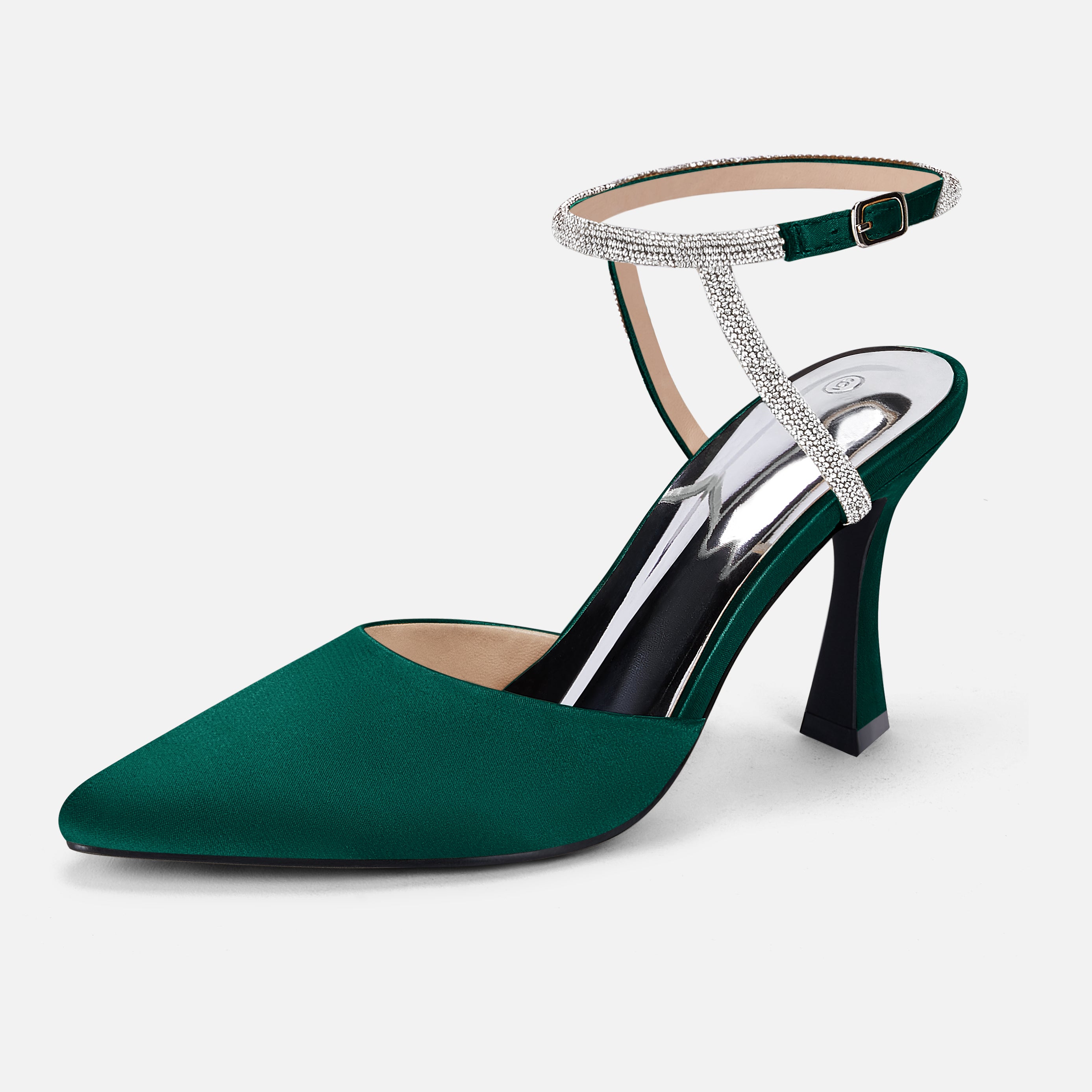 Coutgo Women Dark Green Rhinestone Pumps