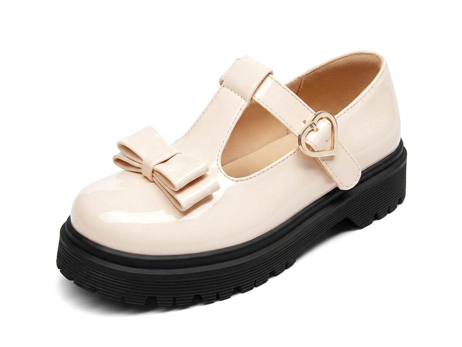 Coutgo Girls Beige Mary Jane Loafers
