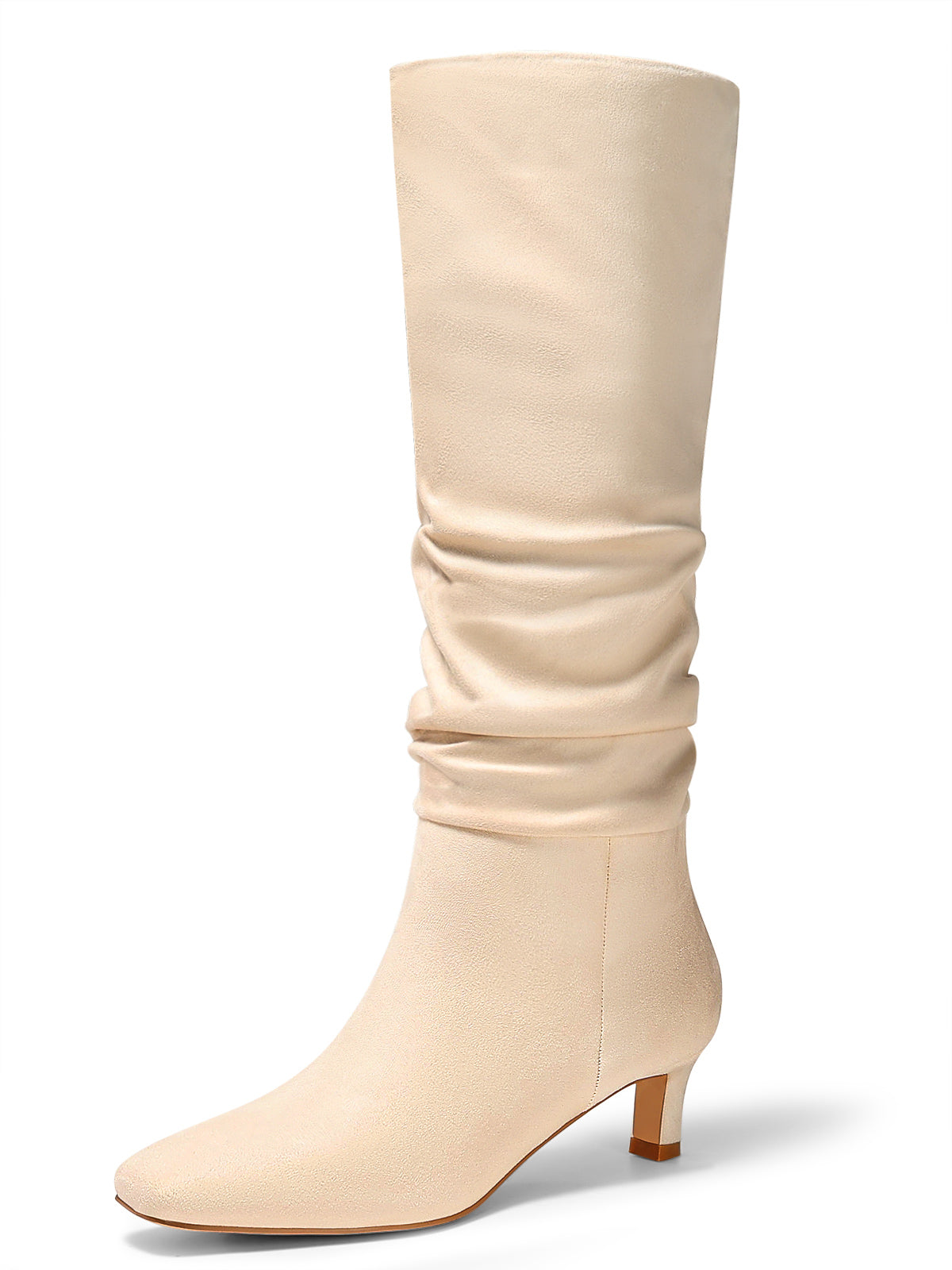 Coutgo Womens Beige Slouchy Tall Boots
