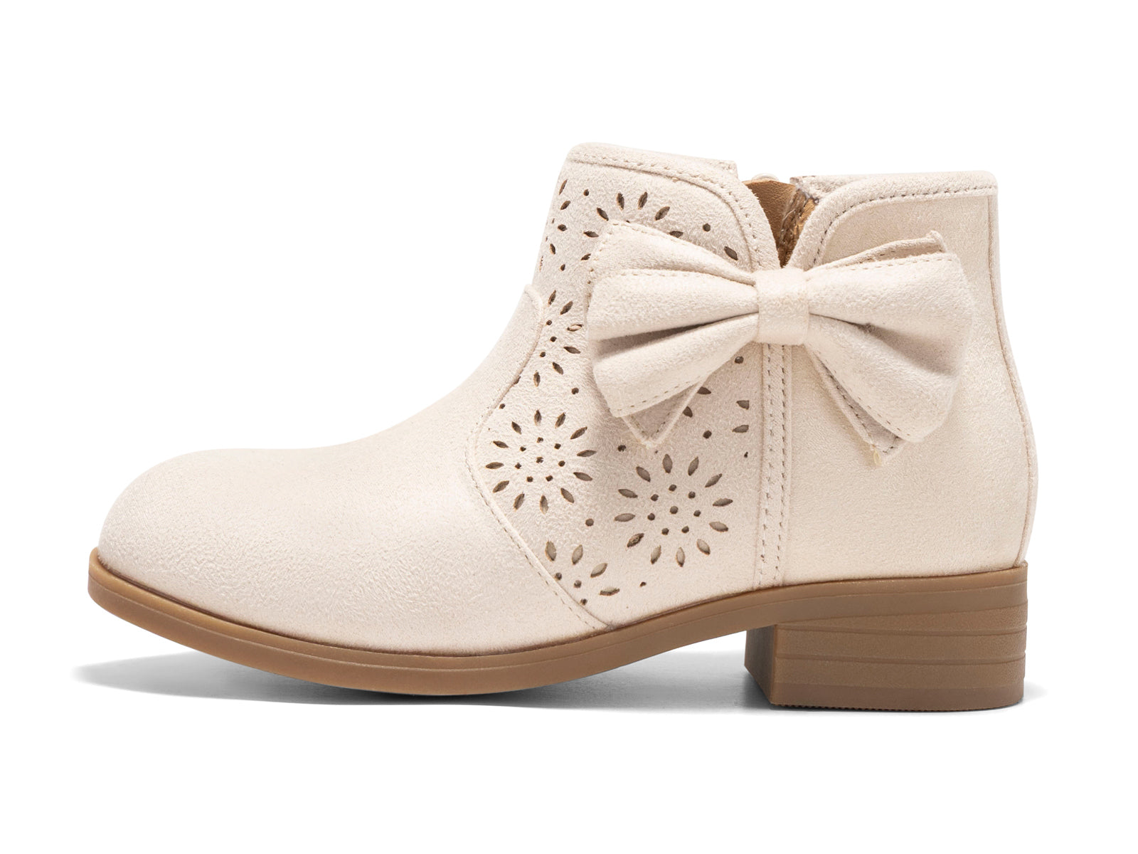 Coutgo Suede Nude Bow Chunky Ankle Boots