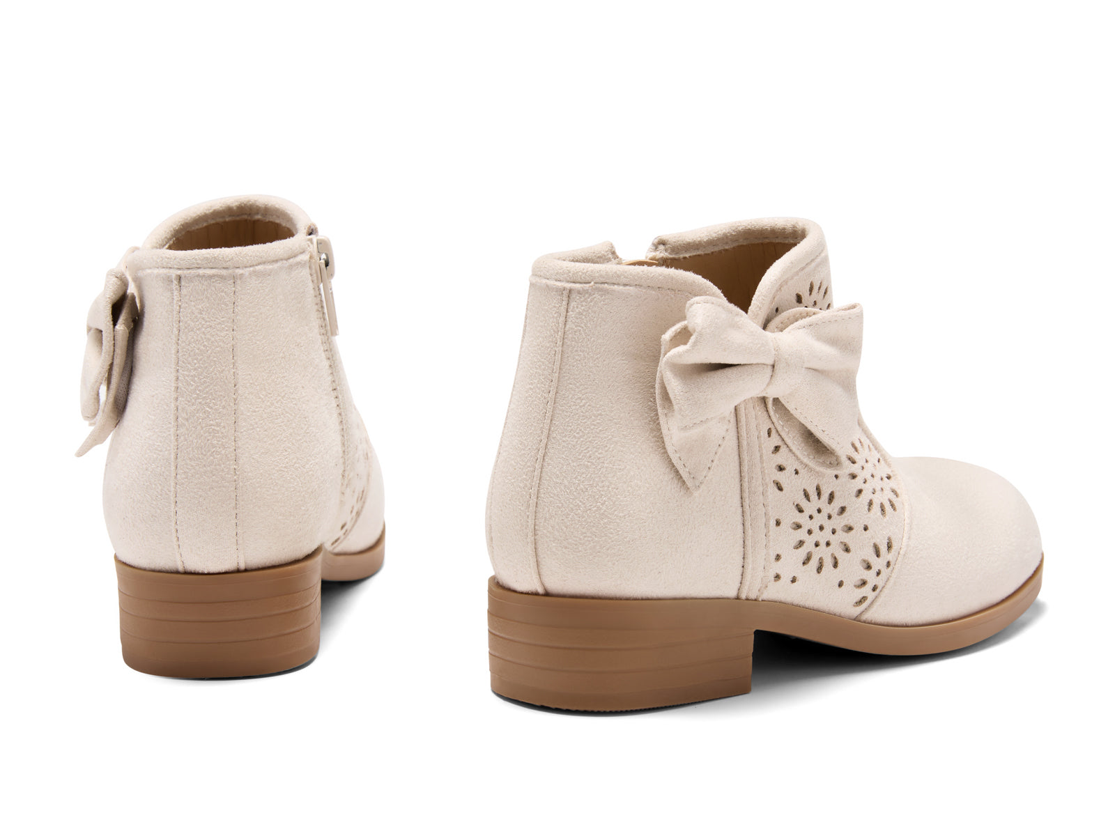 Coutgo Suede Nude Bow Chunky Ankle Boots