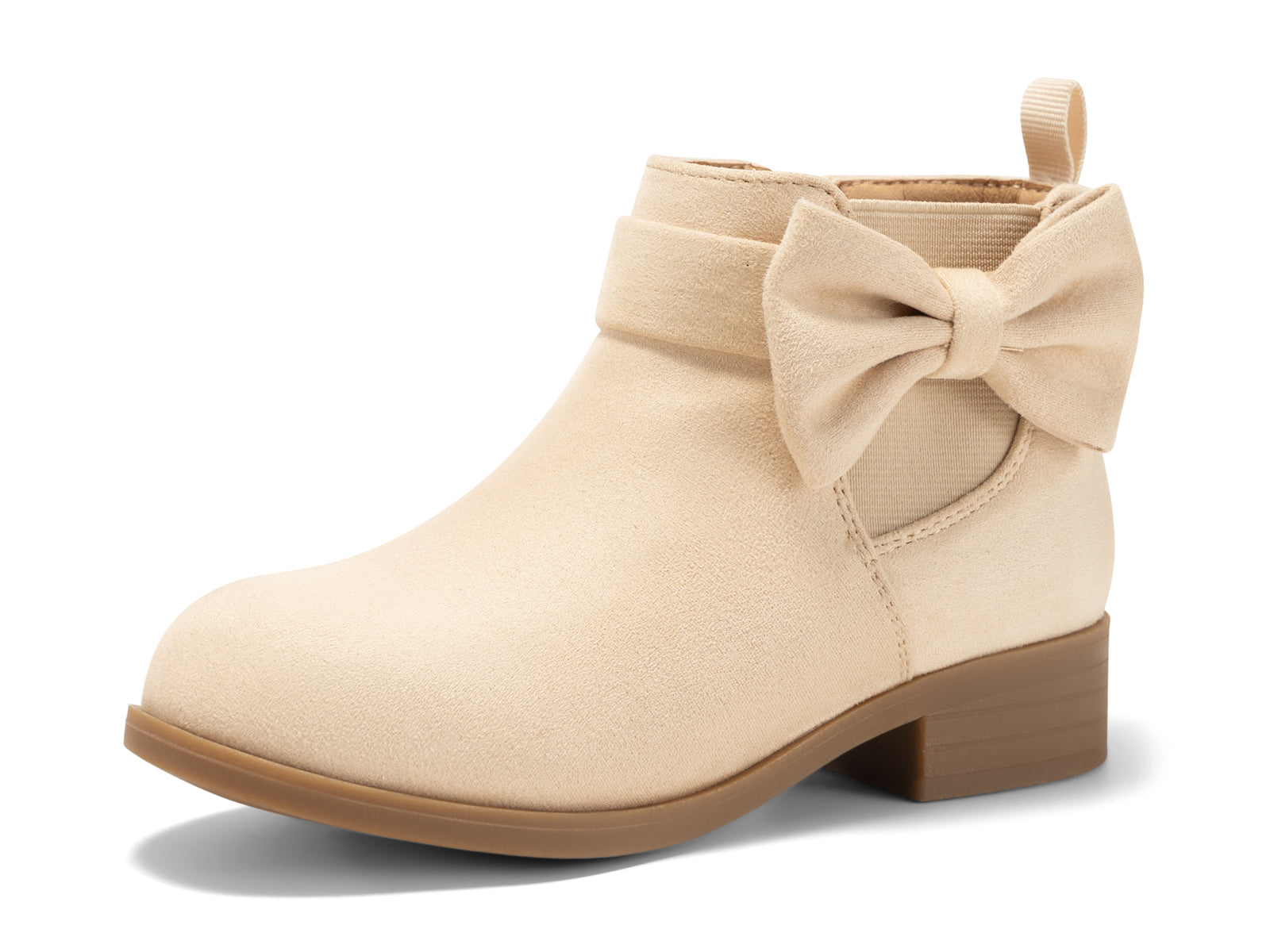 Coutgo Girls Beige Bow Suede Ankle Boots