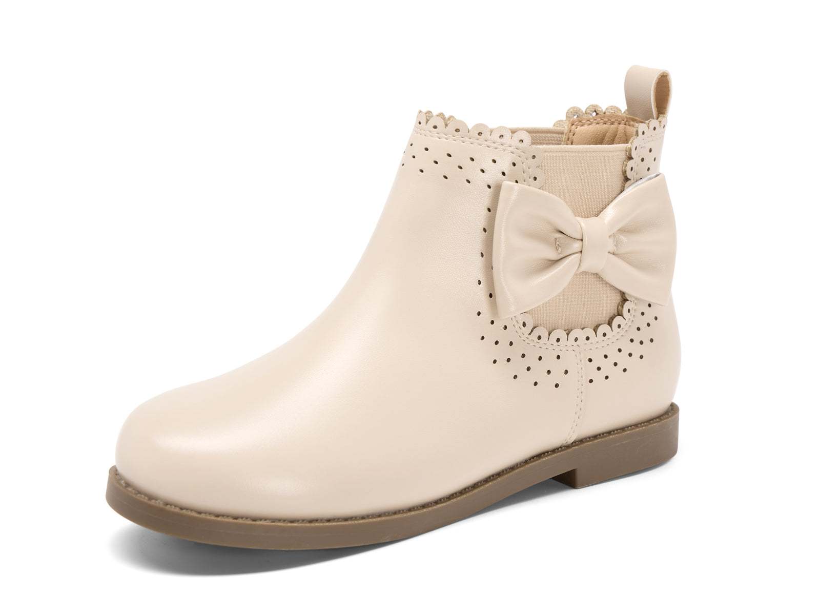 Coutgo Girl PU Beige Bow Chelsea Ankle Boots