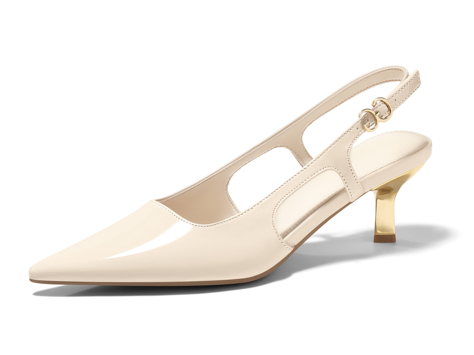 Coutgo Womens Beige Low Kitten Heels