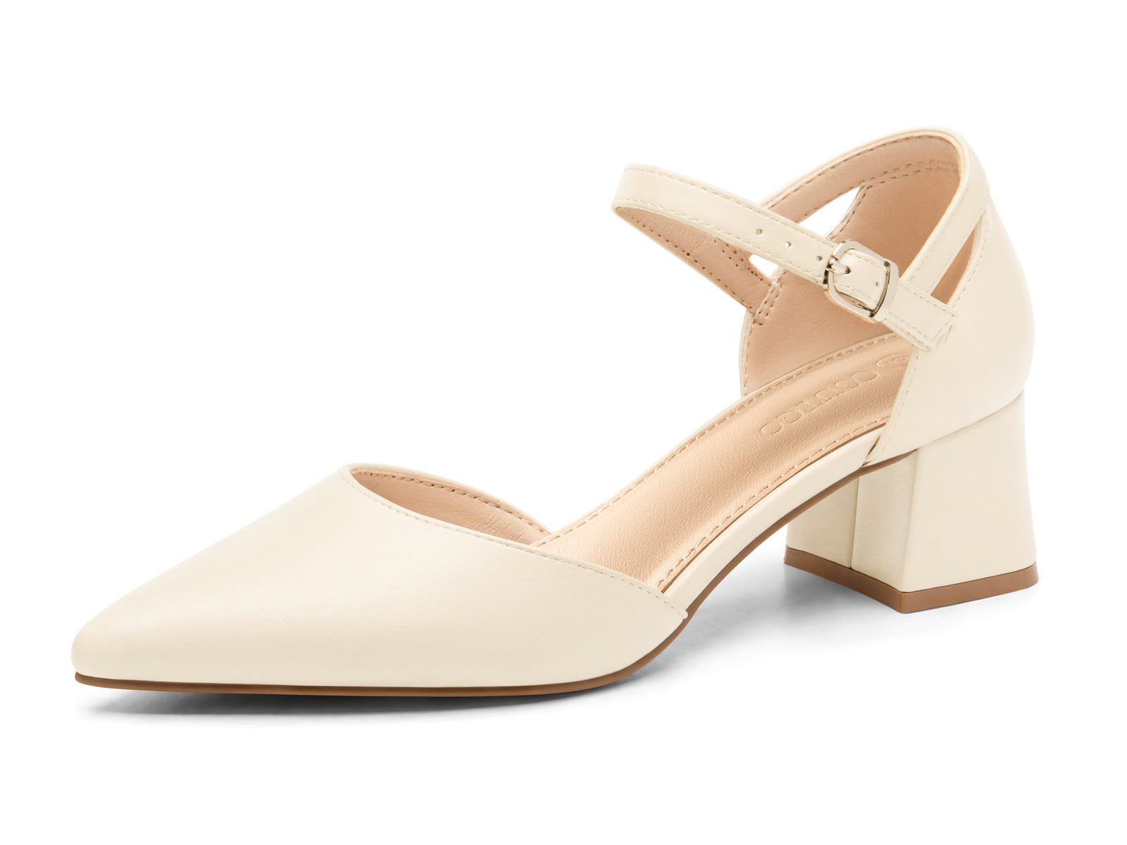 Coutgo Beige Womens Chunky Dress Shoes