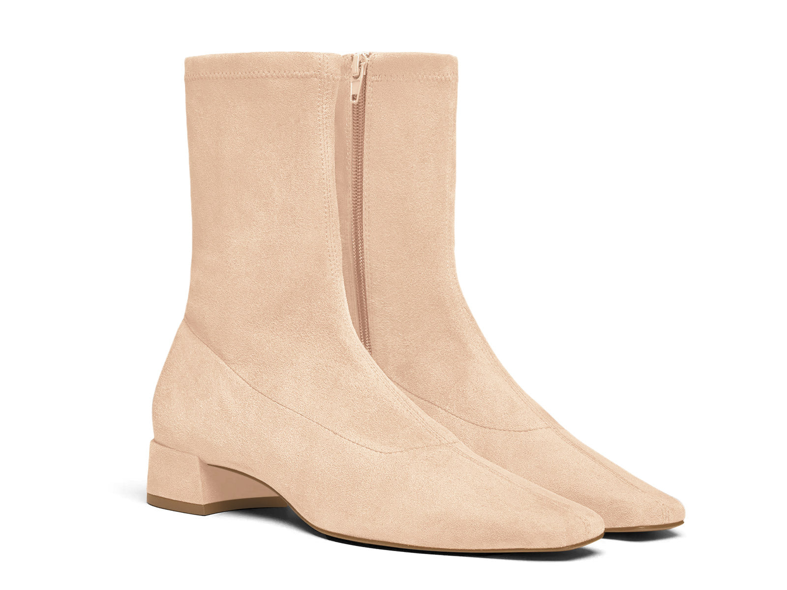 Coutgo Womens Beige Suede Square Toe Booties