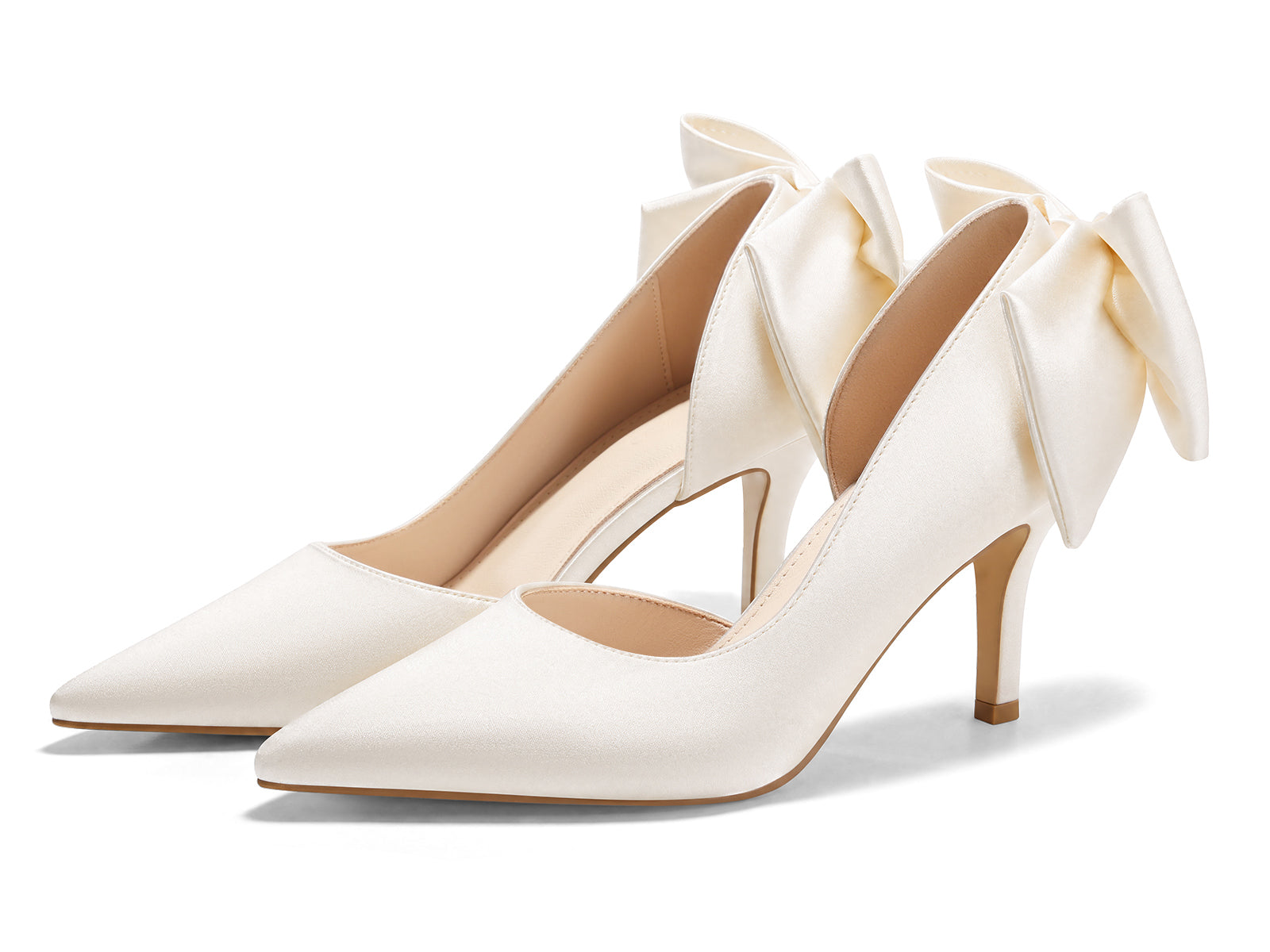 Coutgo Womens Beige Bow Stiletto High Heels