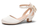 Coutgo Girls Beige Closed Toe Dress Shoes Beige / 12 Little Kid / Hook & loop