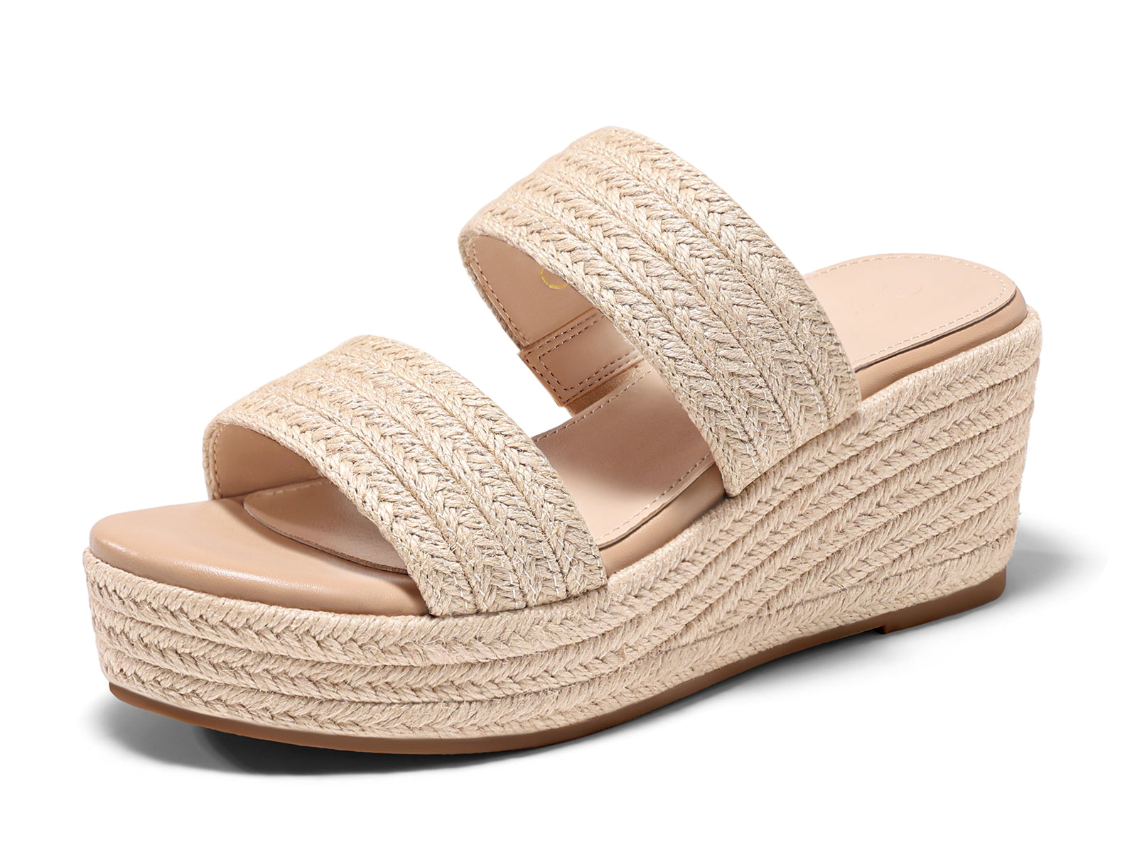 Coutgo Womens Beige Platform Wedge Sandals