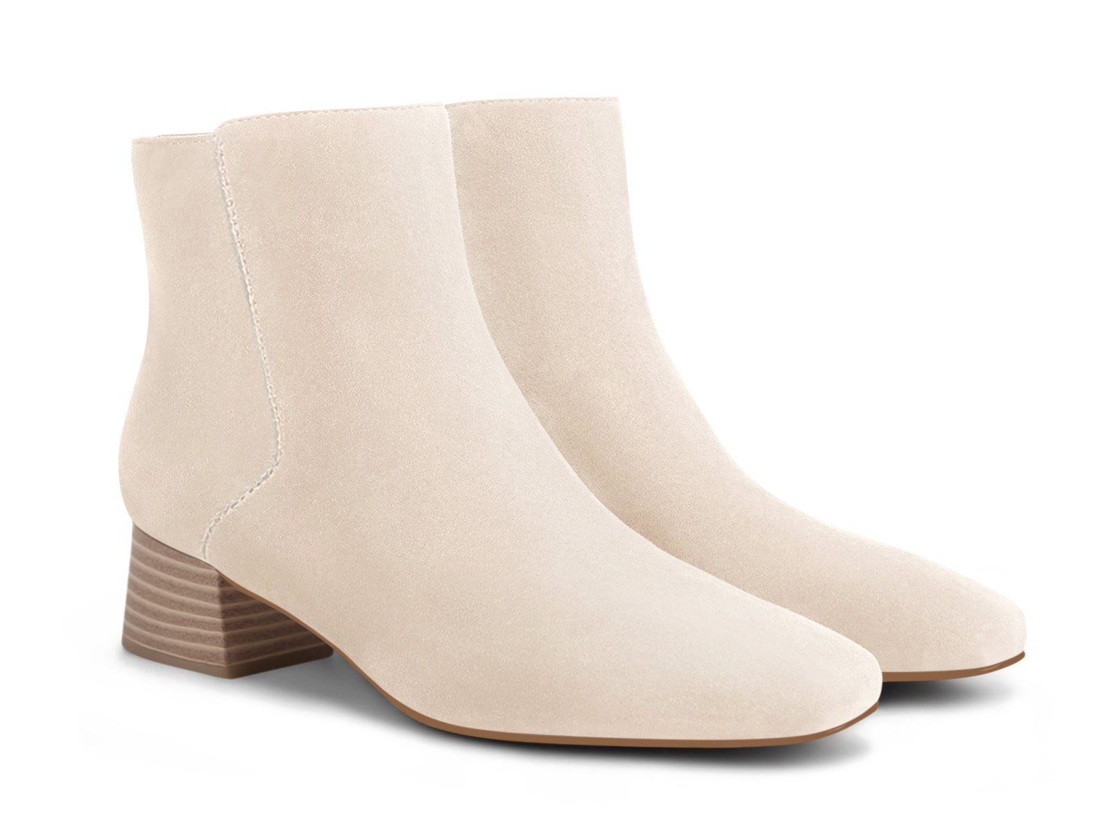 Coutgo Womens Beige Square Toe Booties