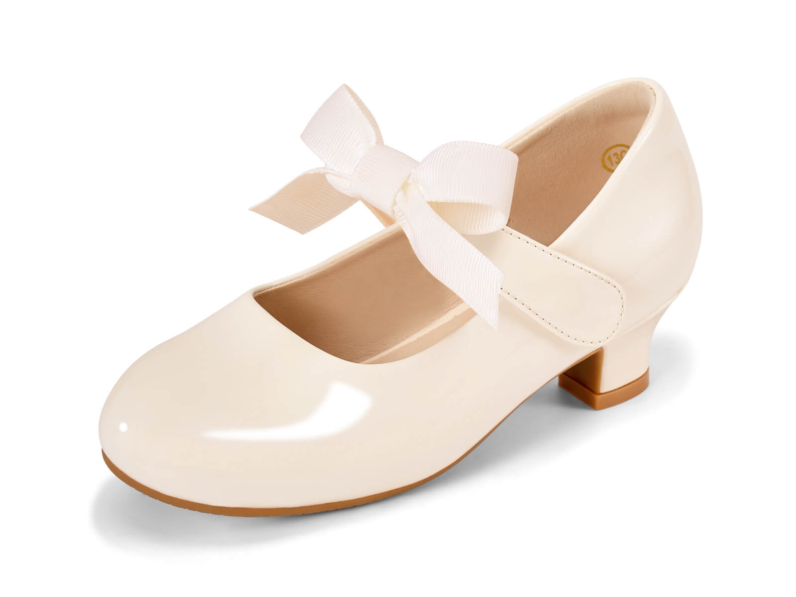 Coutgo Girls Beige Mary Jane Dress Shoes
