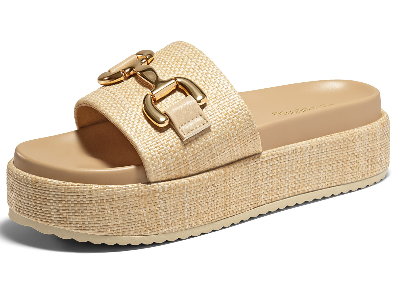Coutgo Womens Beige Platform Sandals