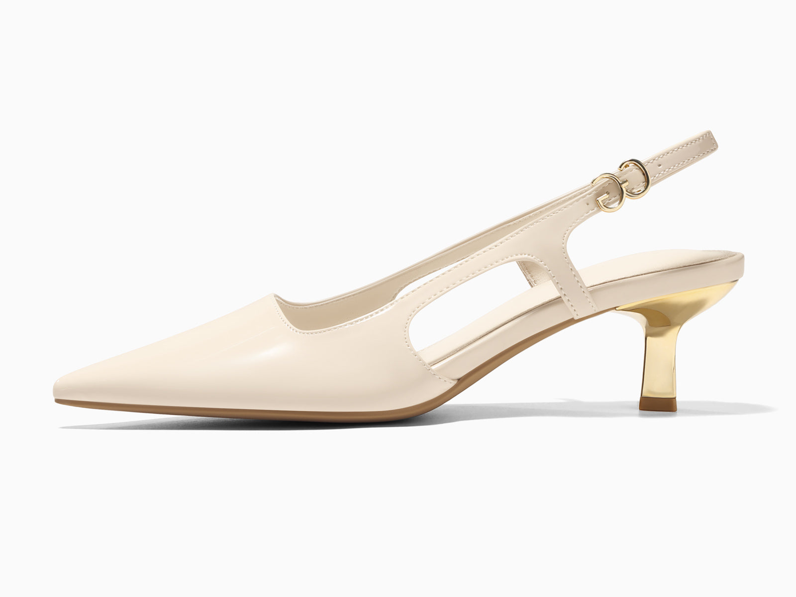 Coutgo Womens Beige Low Kitten Heels