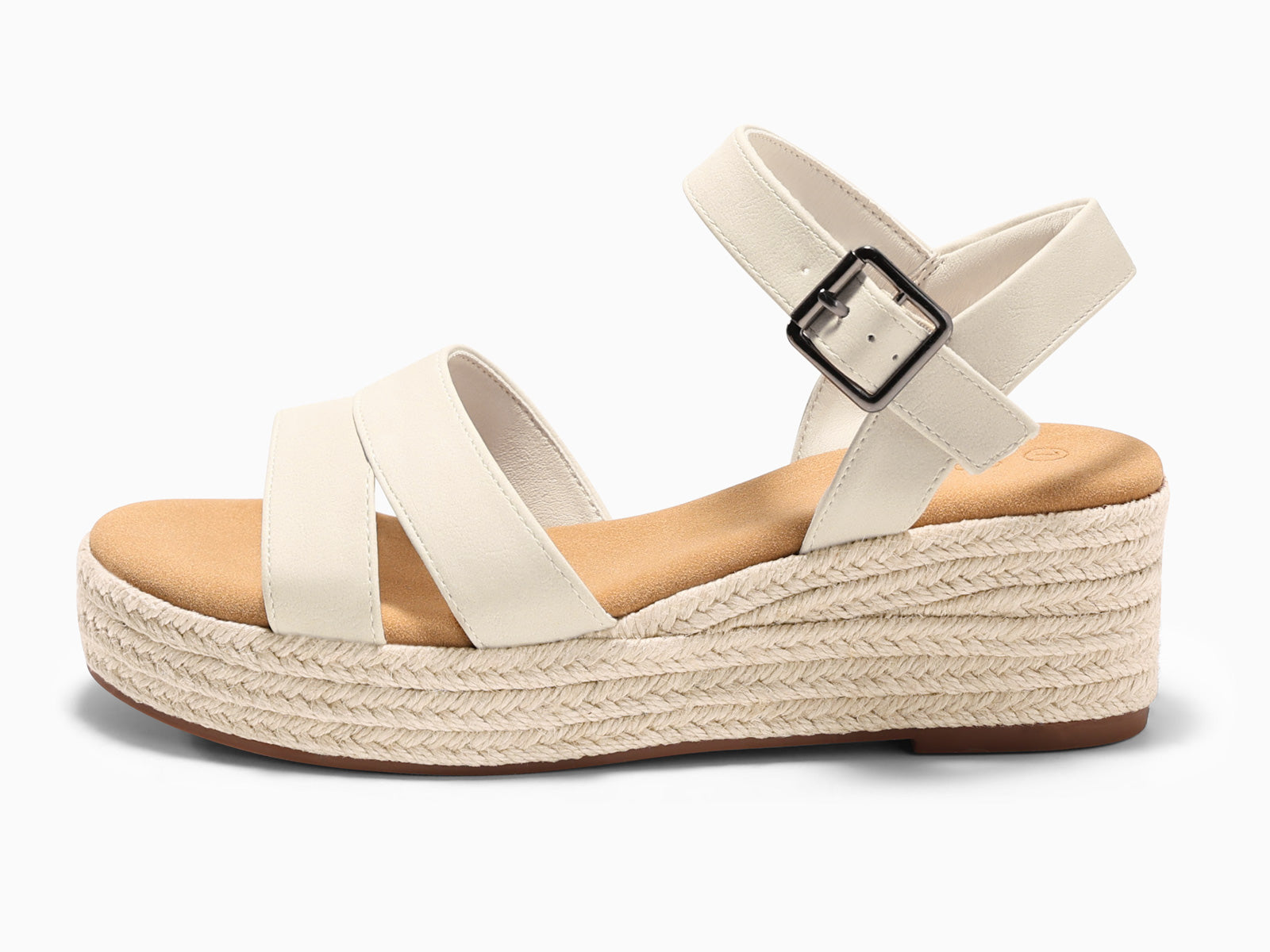 Coutgo Womens Beige Wedge Platform Sandals
