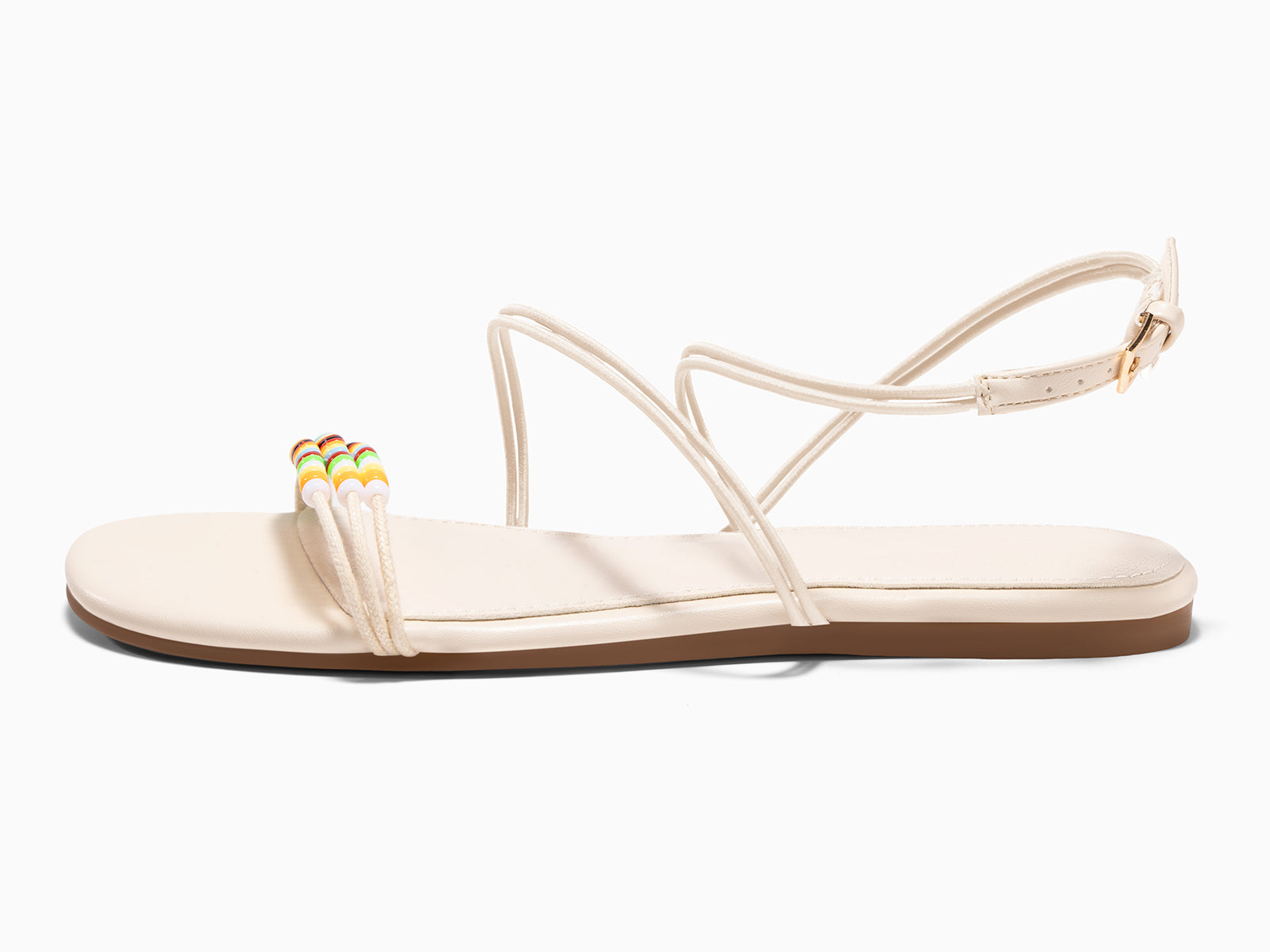 Coutgo Womens Beige Strappy Flat Sandals