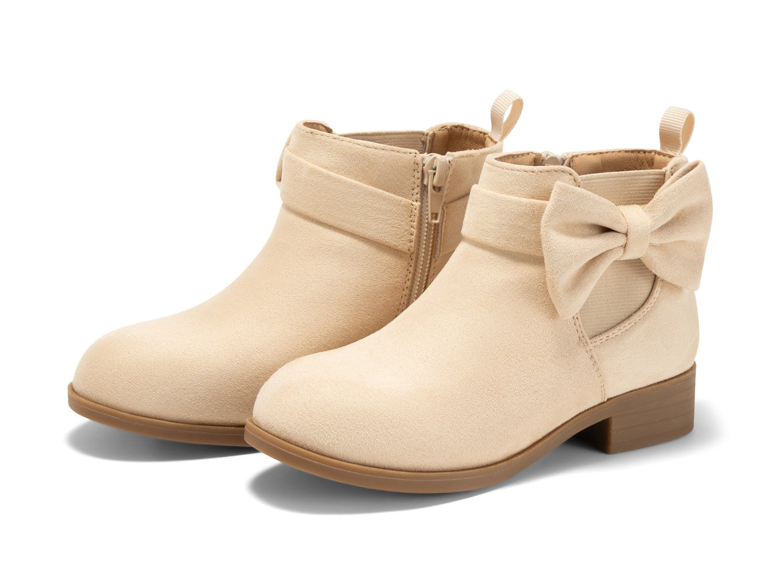 Coutgo Girls Beige Bow Suede Ankle Boots