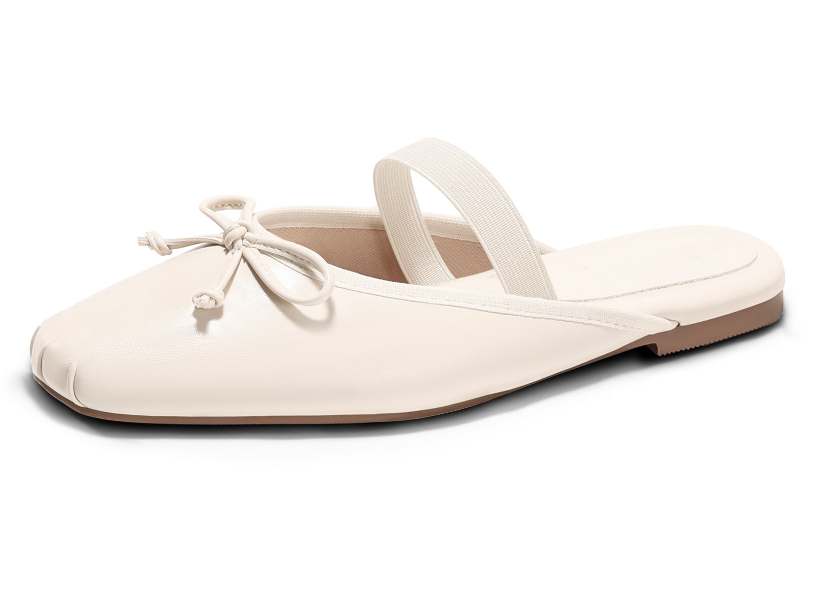 Coutgo Womens Beige Ballet Flats Mules