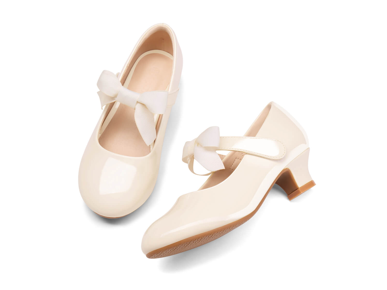 Coutgo Girls Beige Mary Jane Dress Shoes