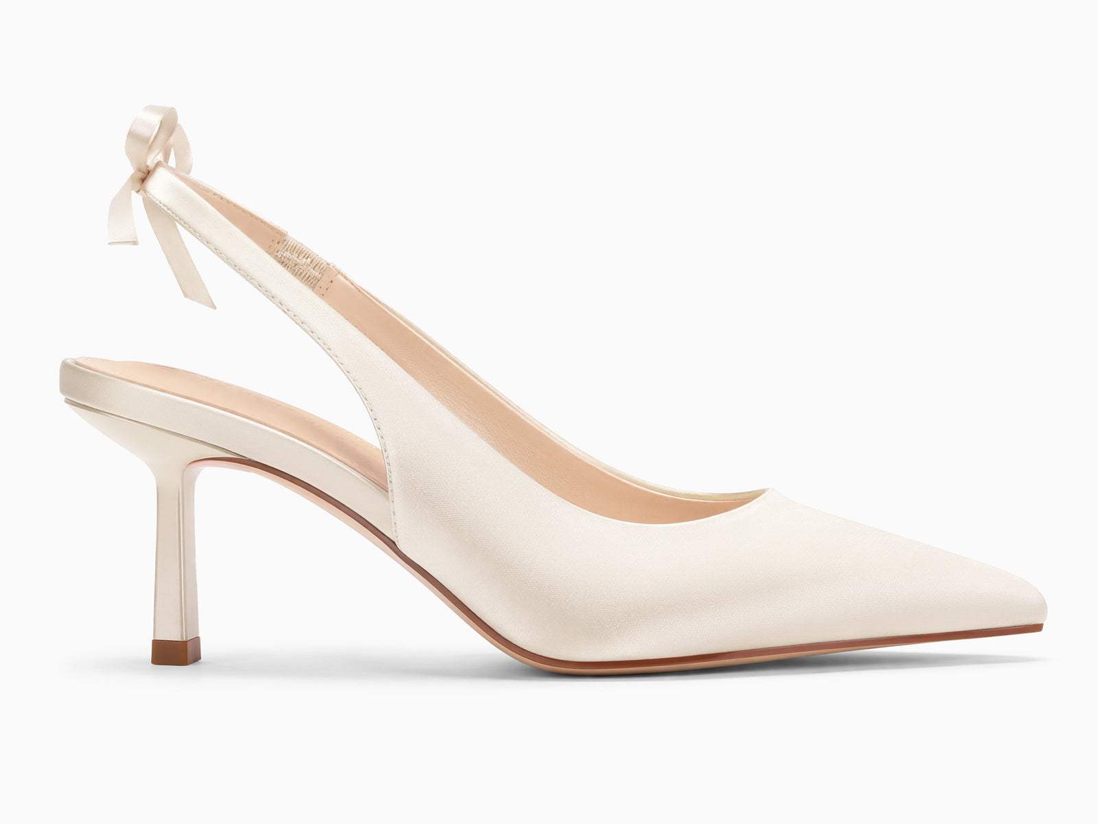 Coutgo Womens Beige Slingback Heels with Bow
