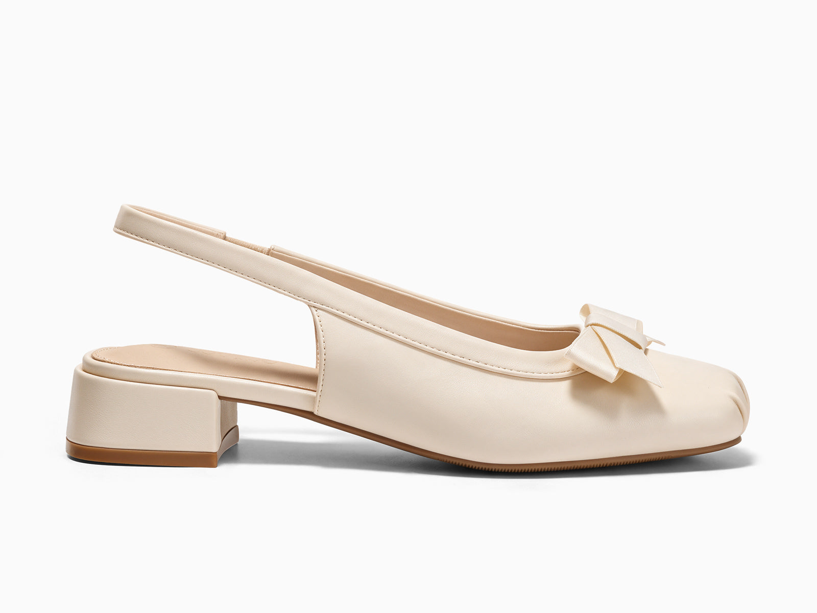Coutgo Womens Beige Bow Slingback Dress Heels