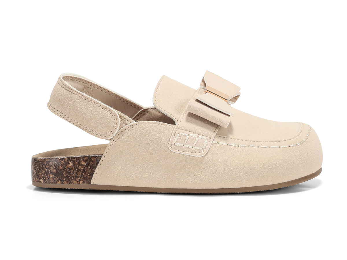 Coutgo Suede Clogs for Girls Bow Cork Footbed Comfortable Slip On Mules