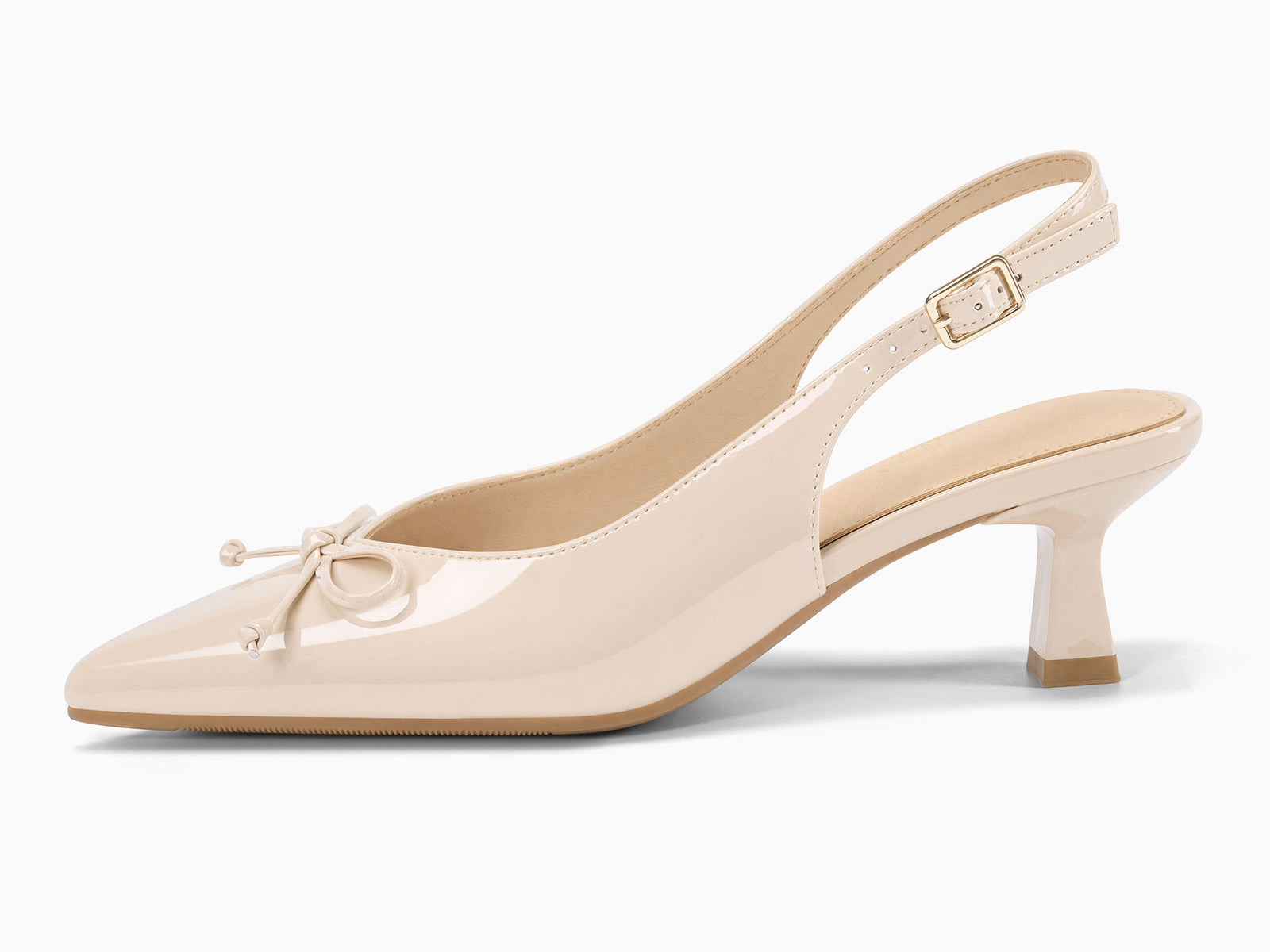 Coutgo Women Beige Bow Slingback Pumps