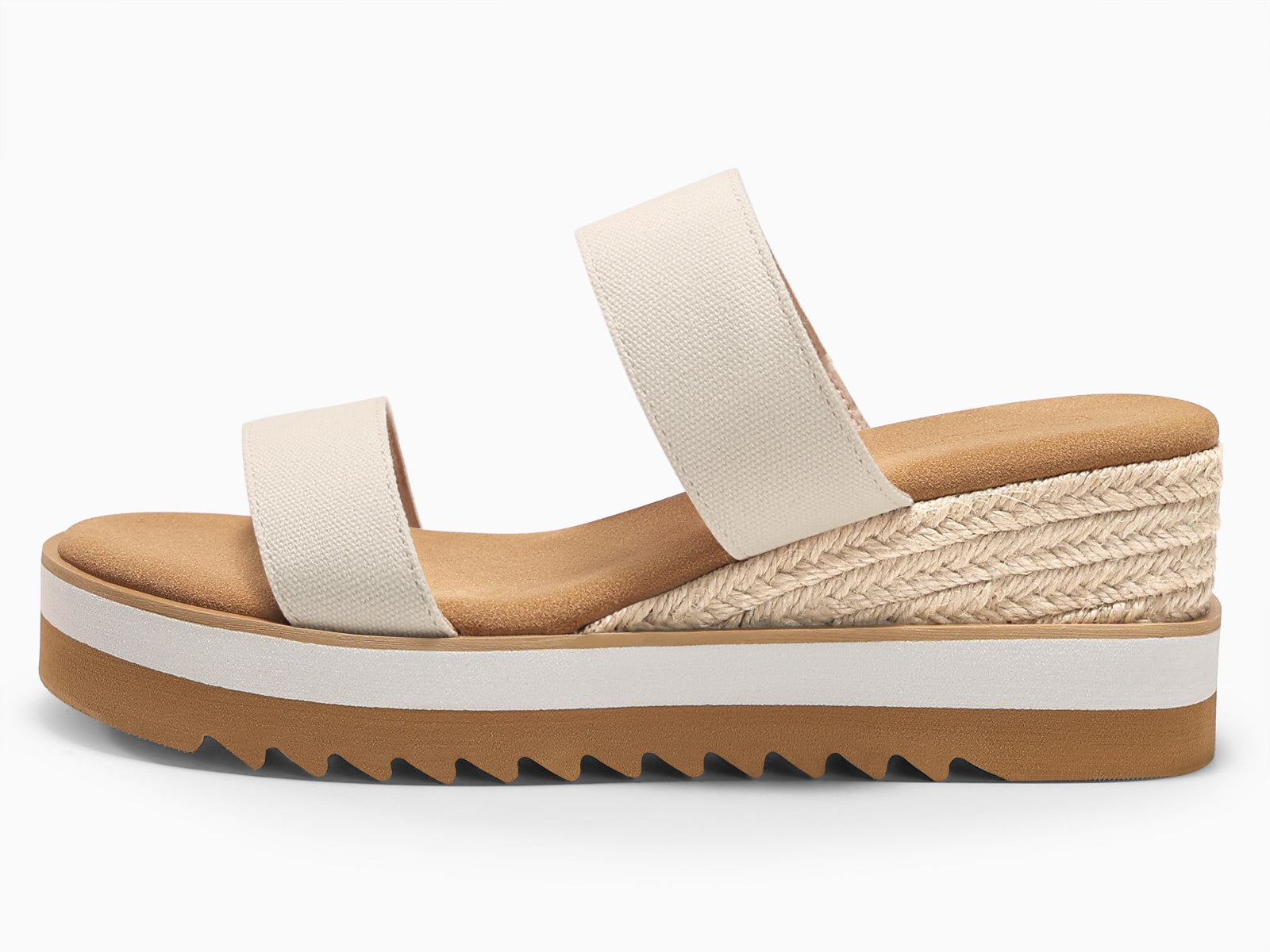 Coutgo Womens Beige Canvas Platform Sandals