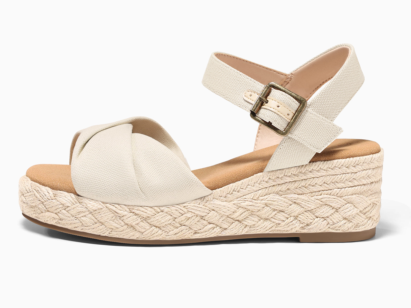 Coutgo Womens Beige Platform Wedge Heels Sandals