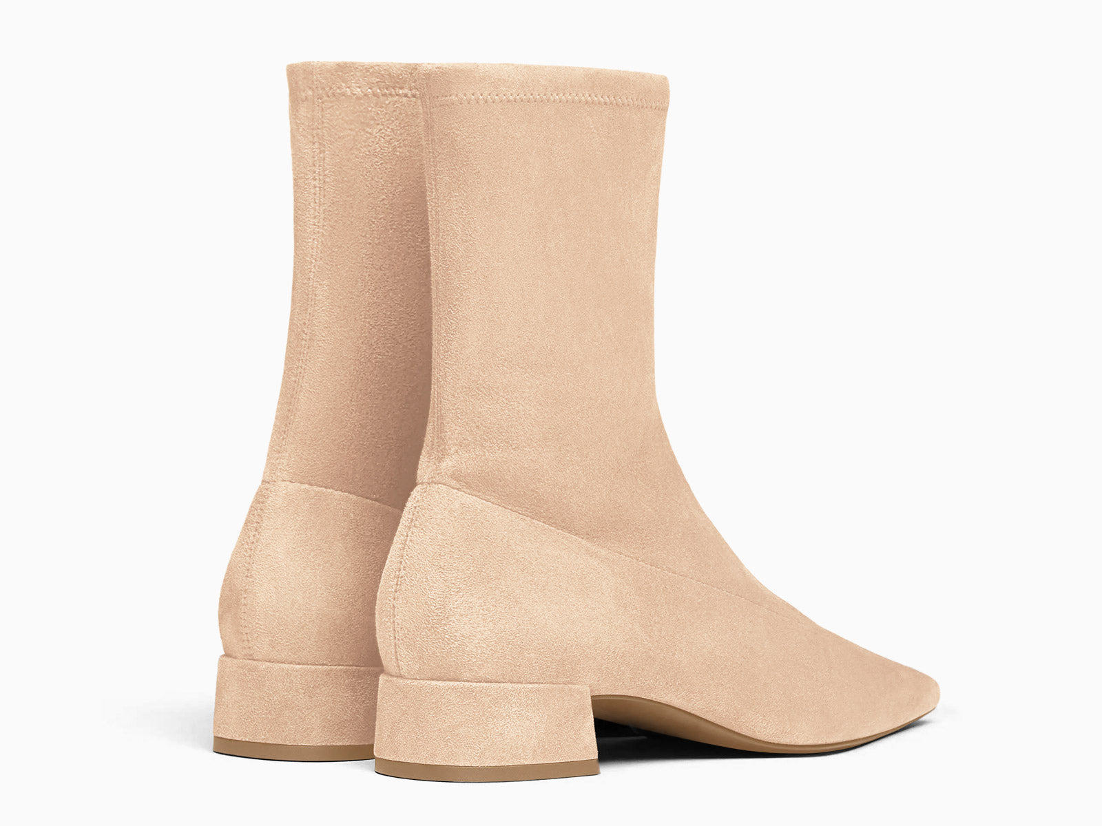 Coutgo Womens Beige Suede Square Toe Booties