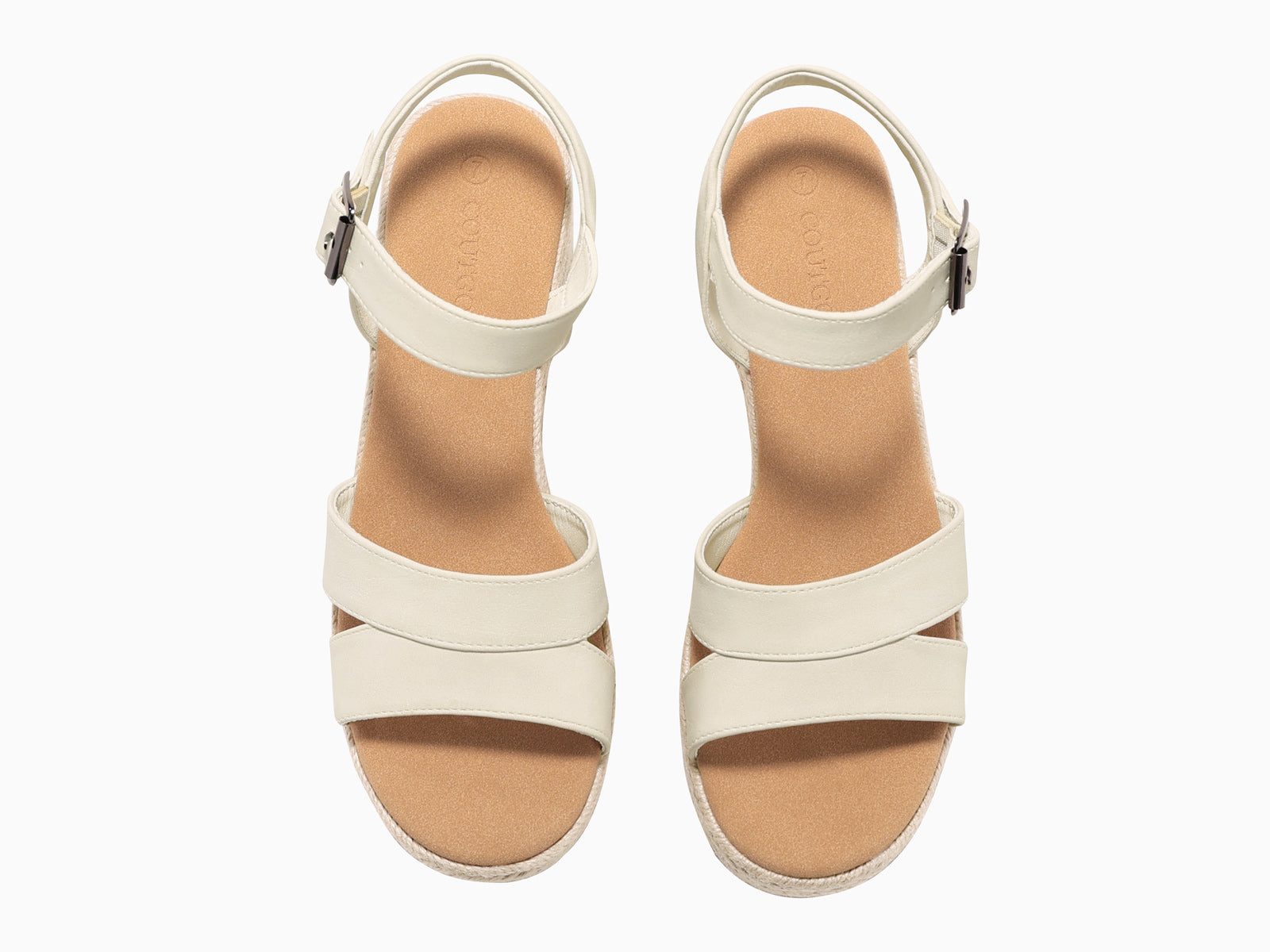 Coutgo Womens Beige Wedge Platform Sandals