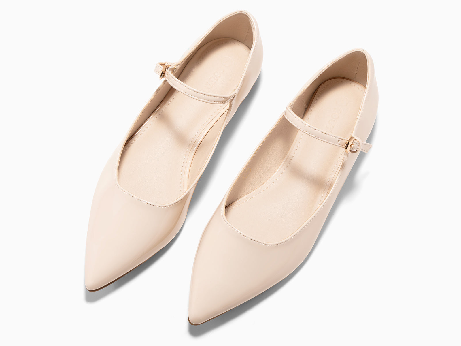 Coutgo Womens Beige Mary Jane Flats