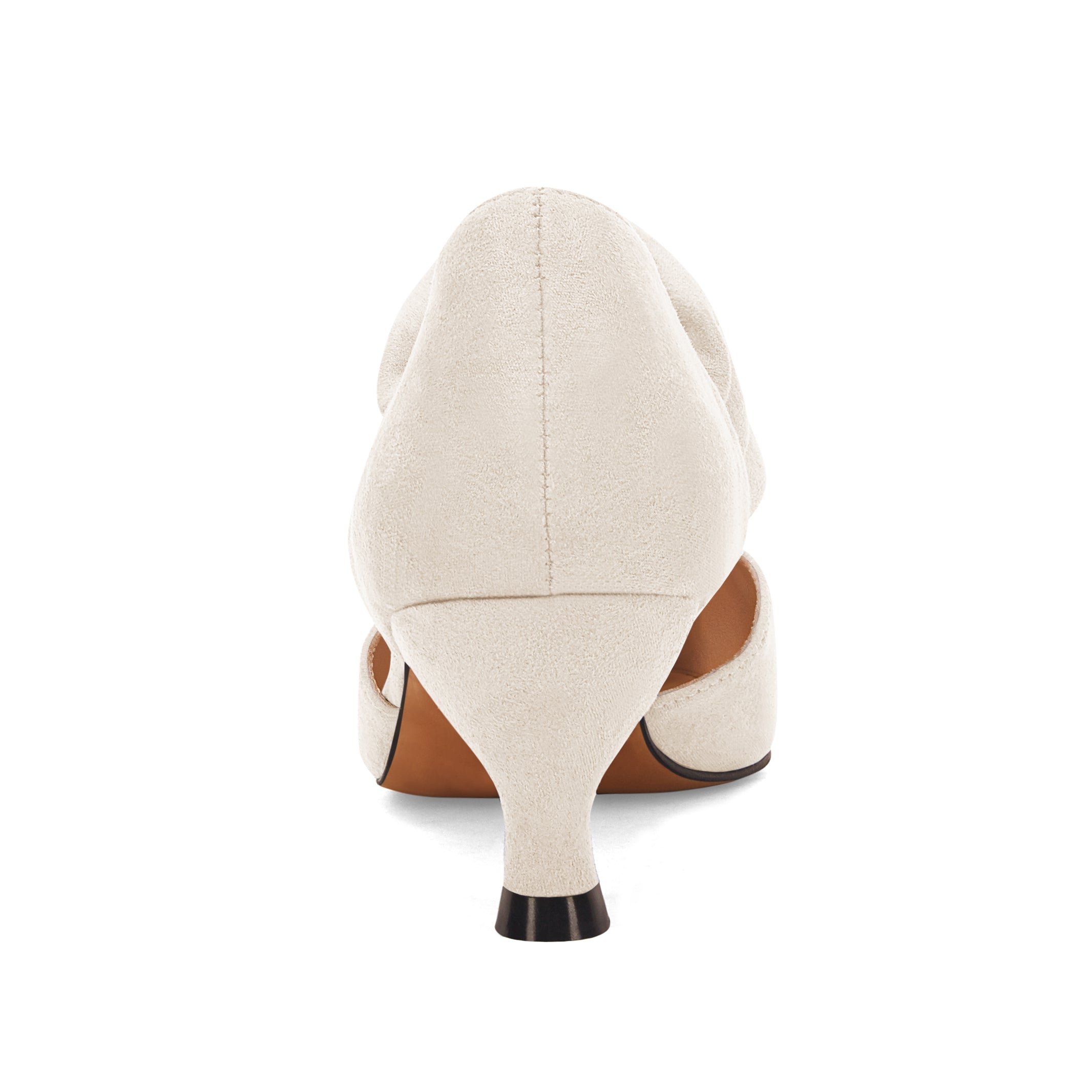 Coutgo Womens Beige-White Low Kitten Heel