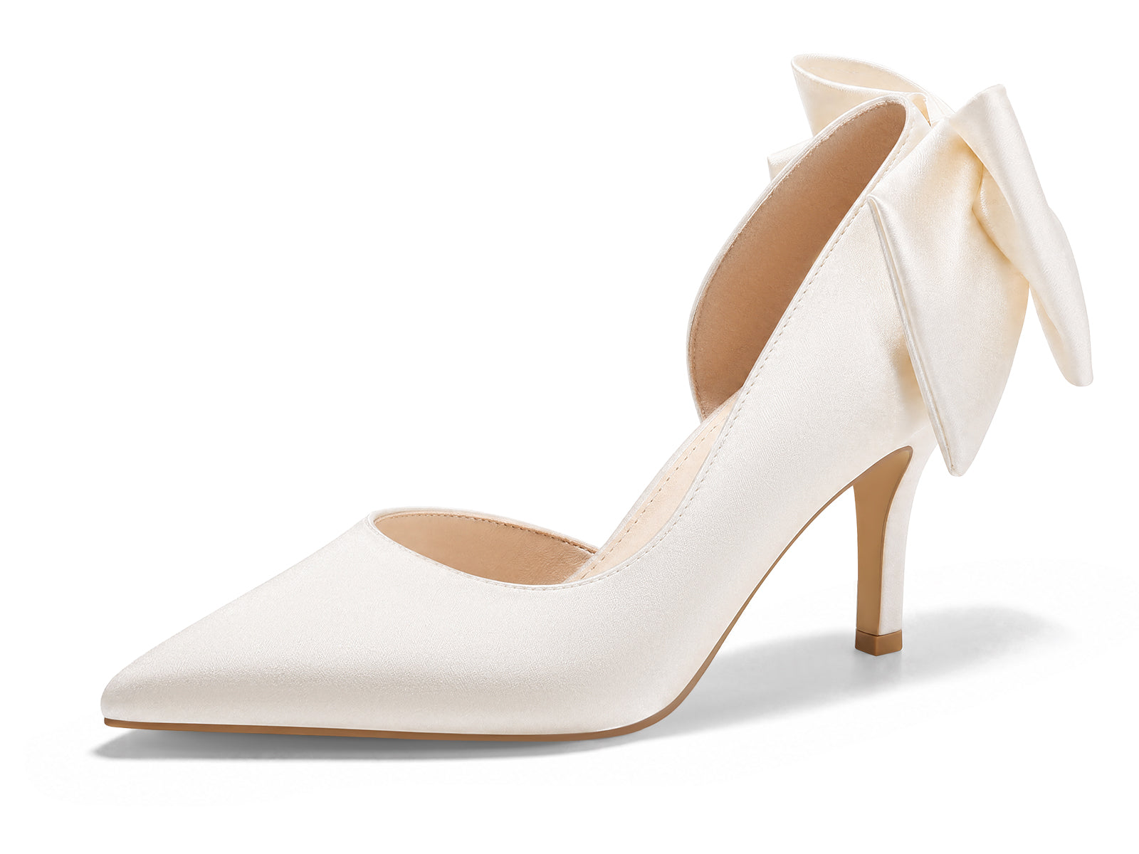 Coutgo Womens Beige Bow Stiletto High Heels