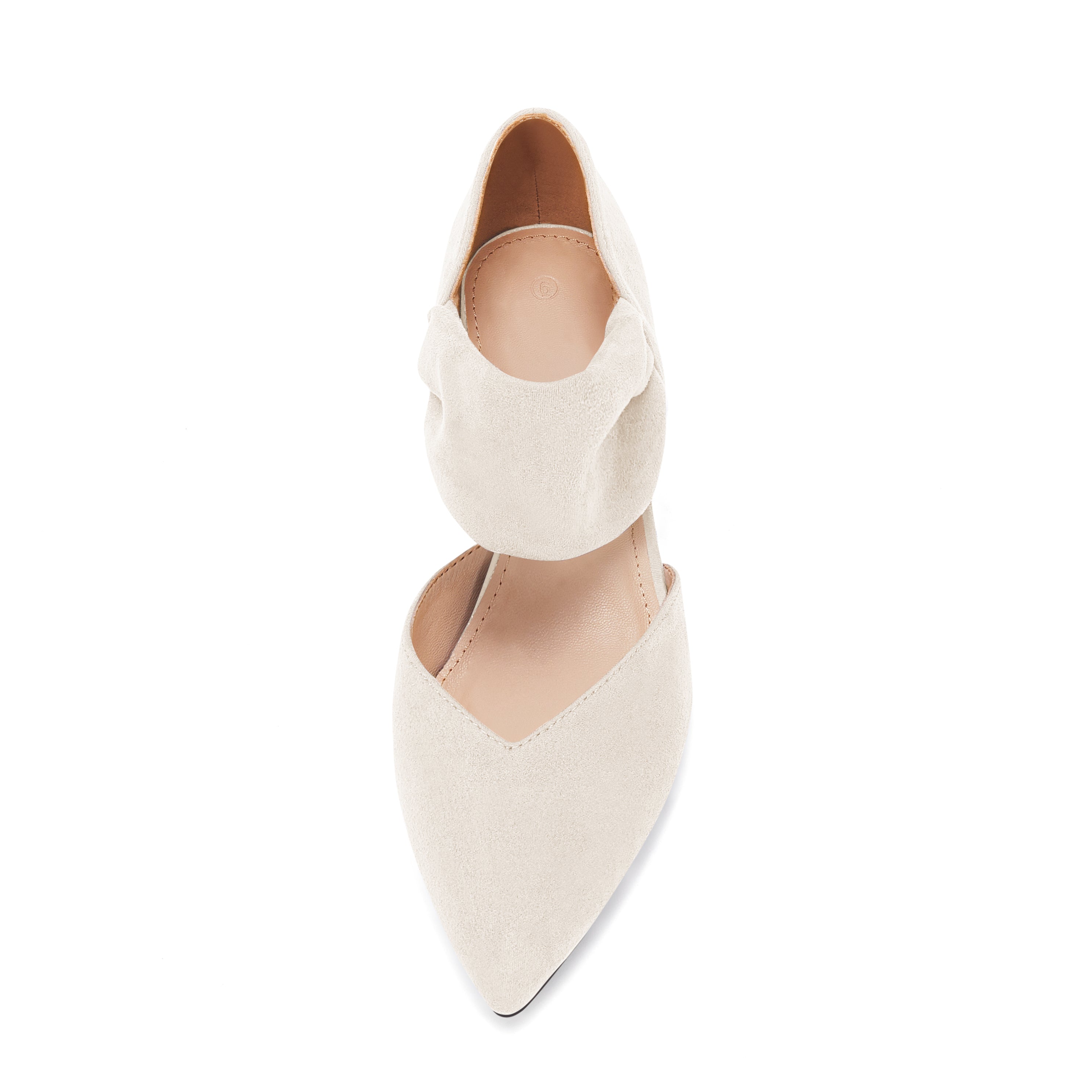 Coutgo Womens Beige-White Low Kitten Heel