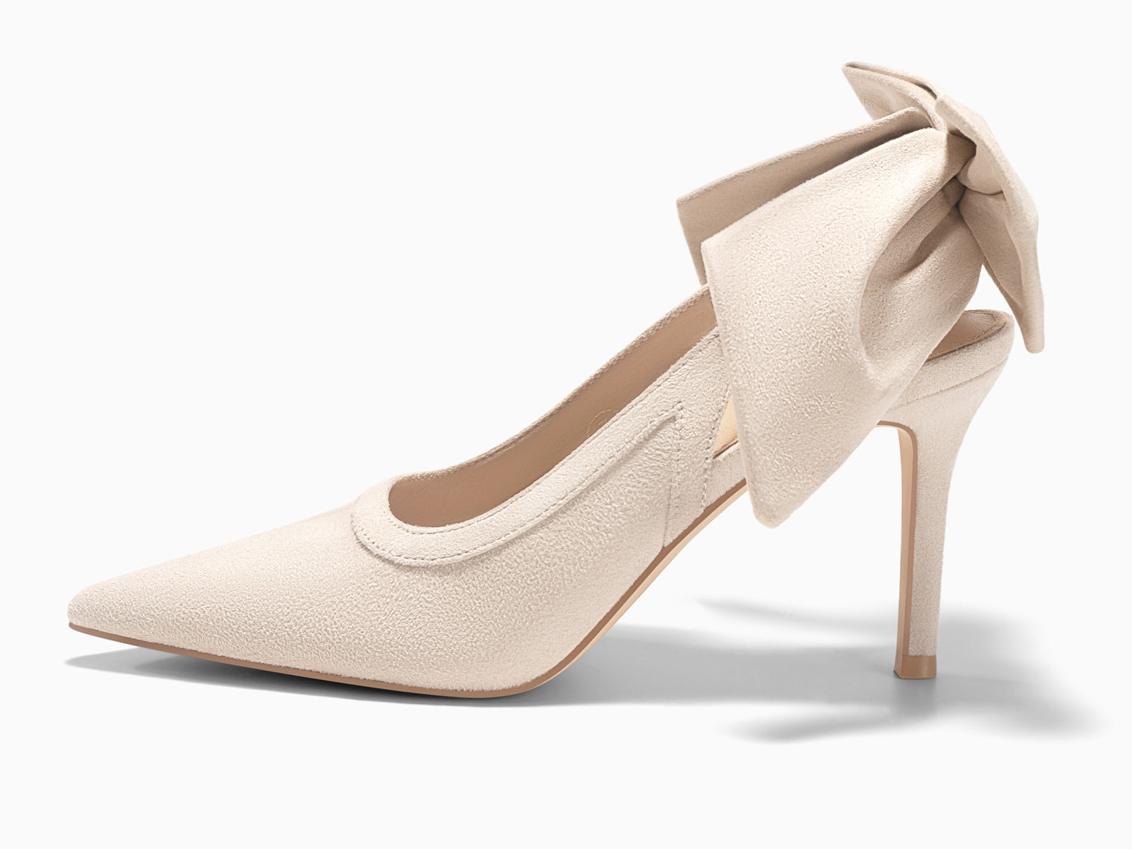 Coutgo Womens Suede Beige Slingback High Heels