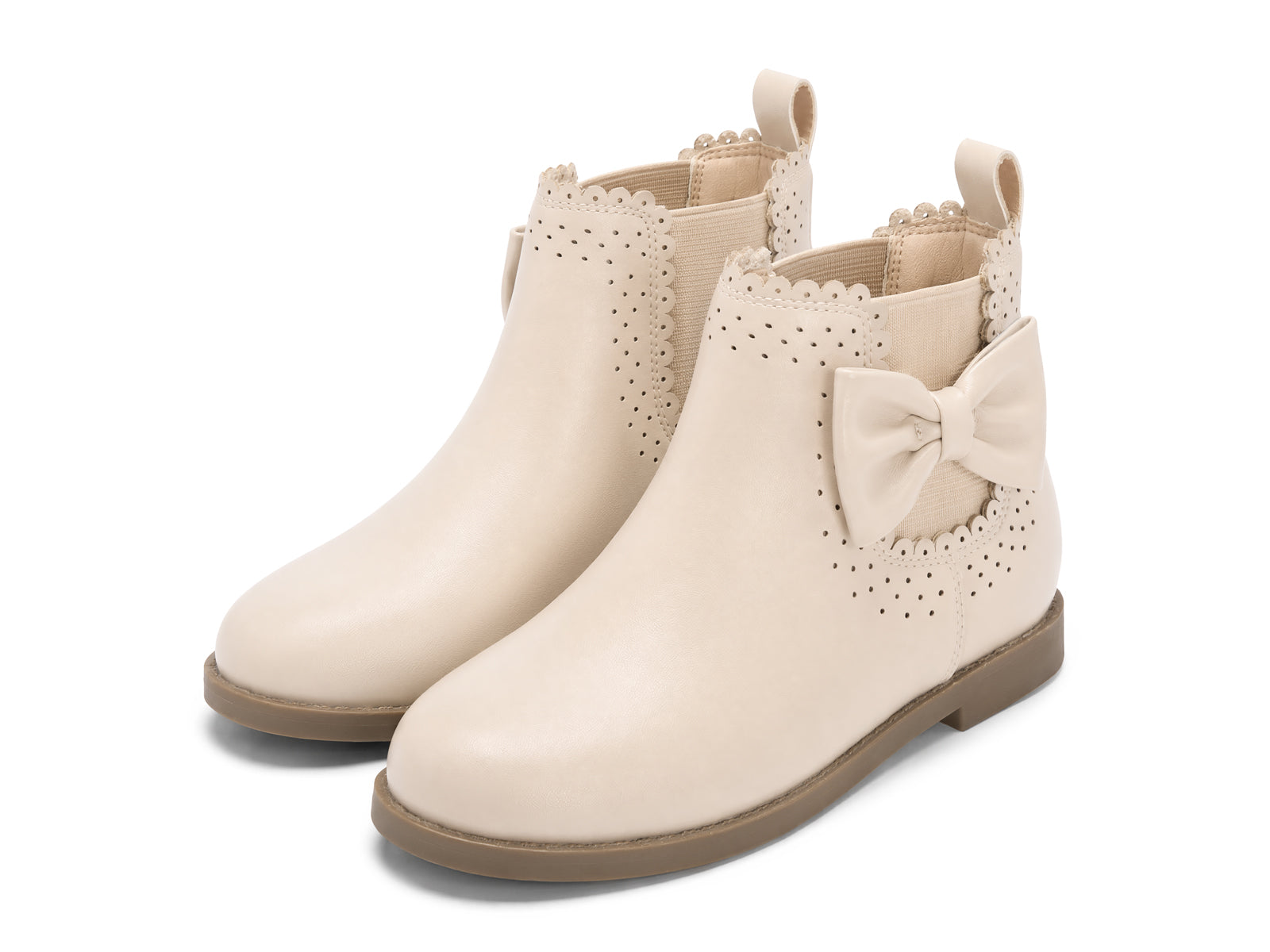 Coutgo Girl PU Beige Bow Chelsea Ankle Boots