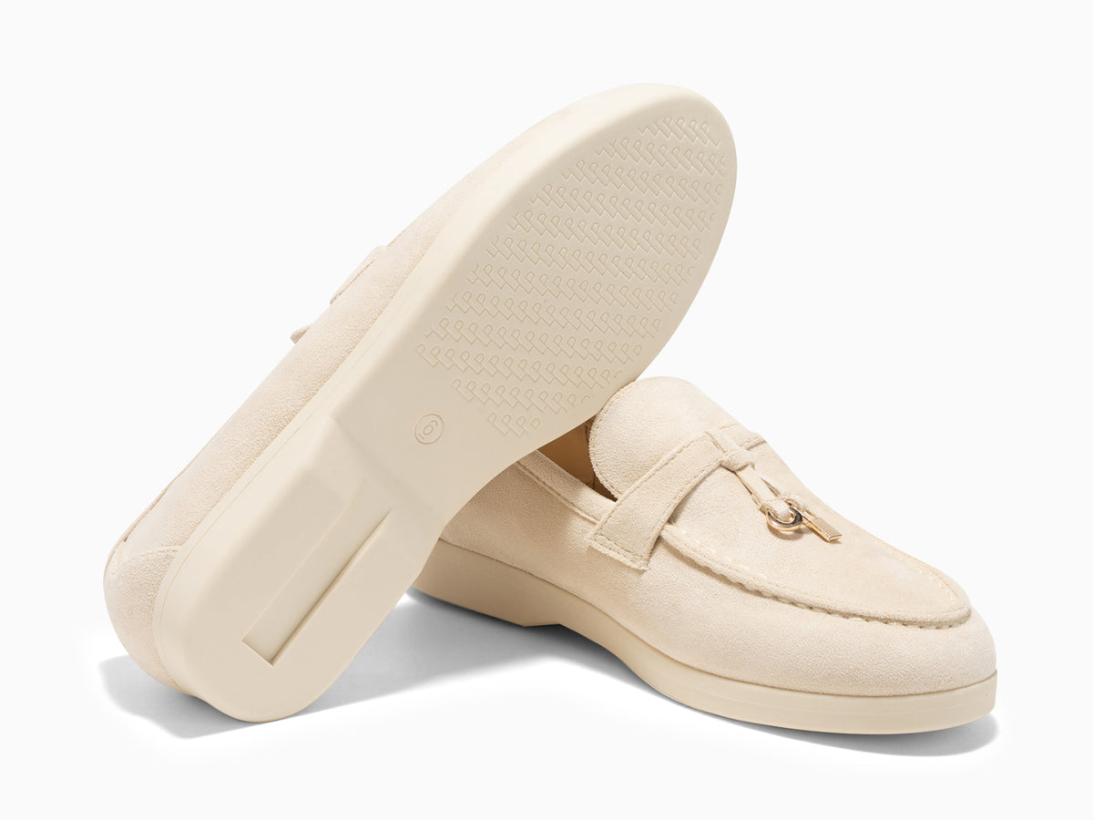 Coutgo Women Beige Slip On Moccasin Loafers