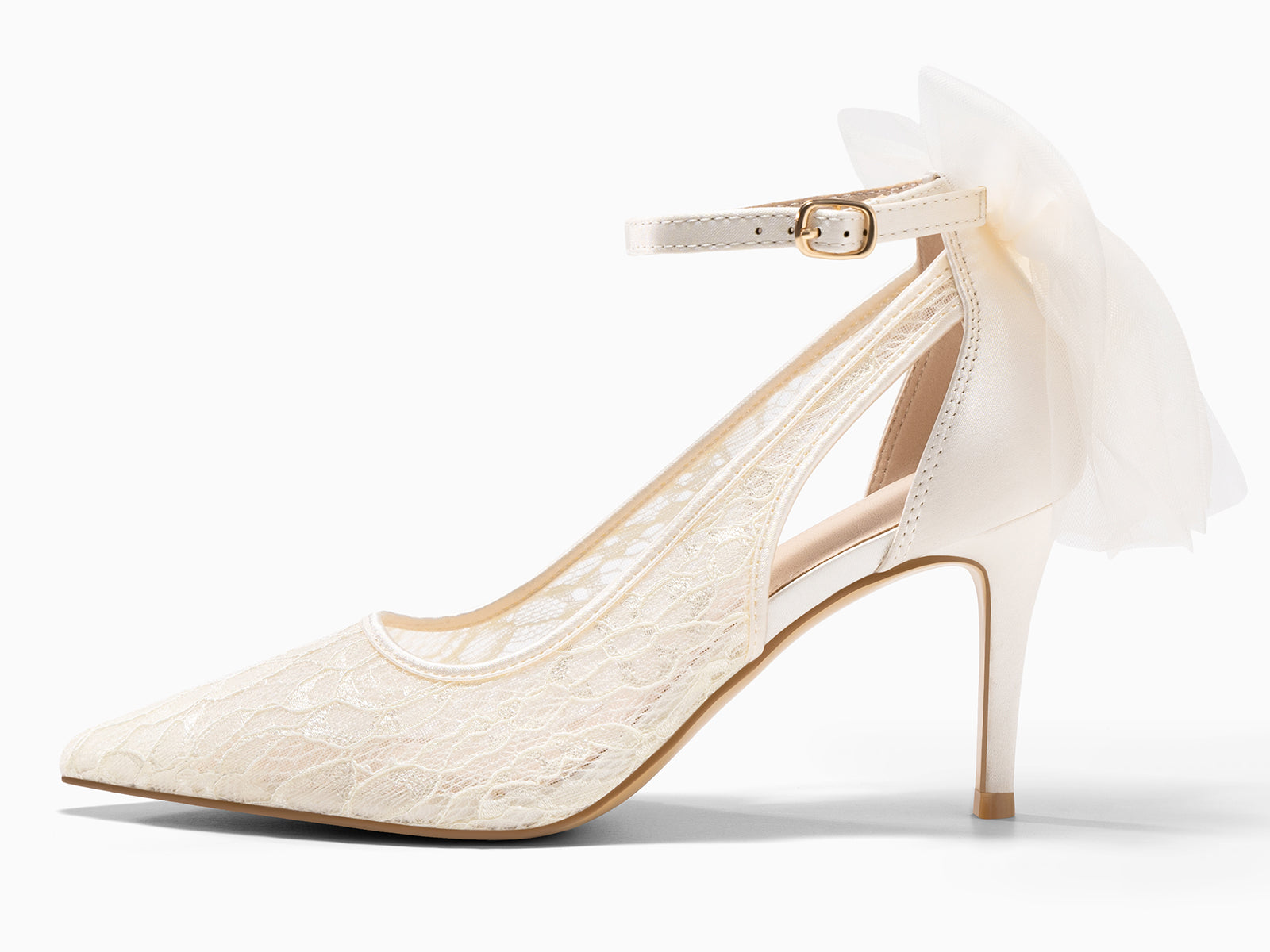 Coutgo Womens Beige Lace High Heels