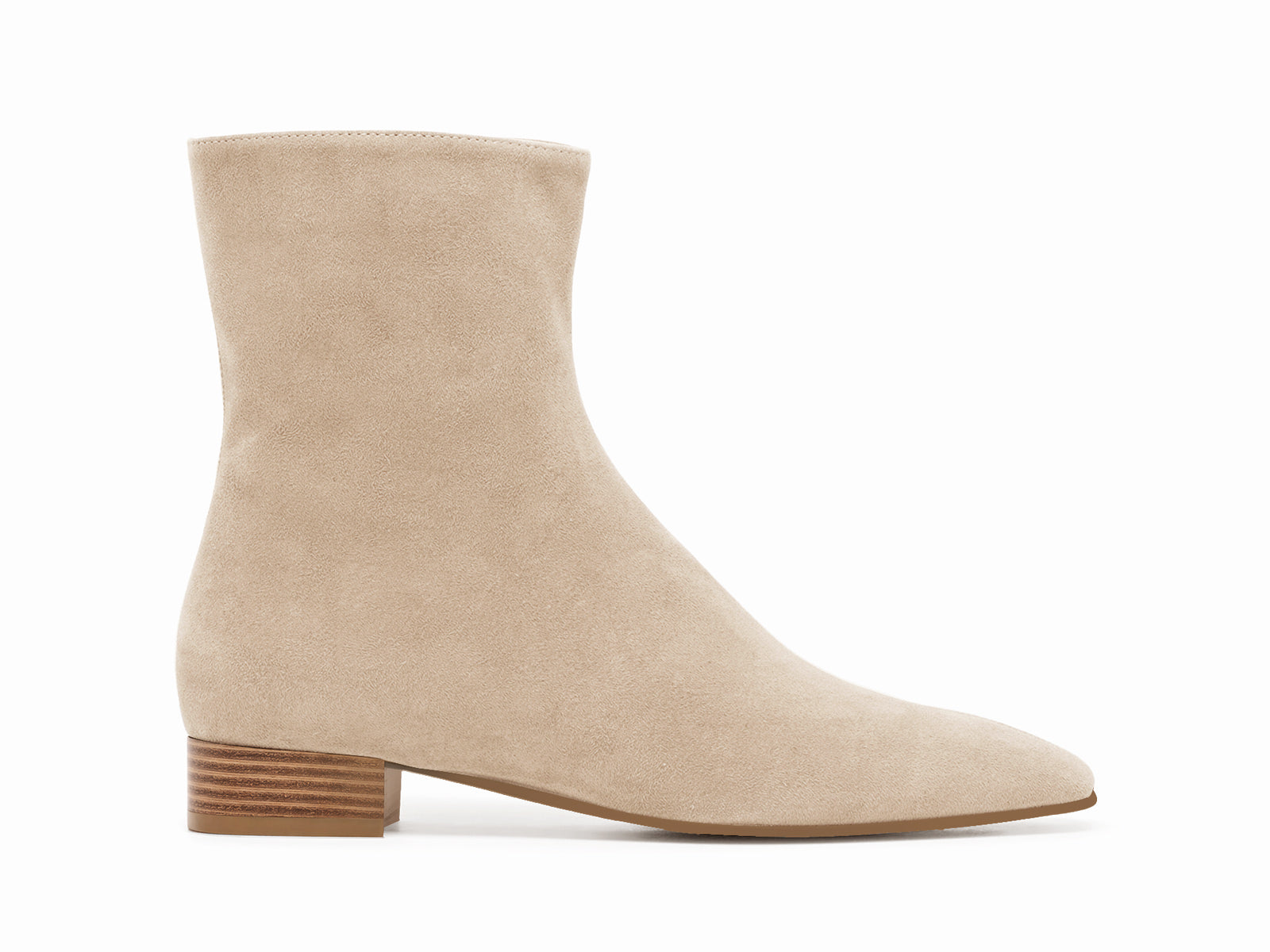 Coutgo Suede Beige Chunky Heel Ankle Boots